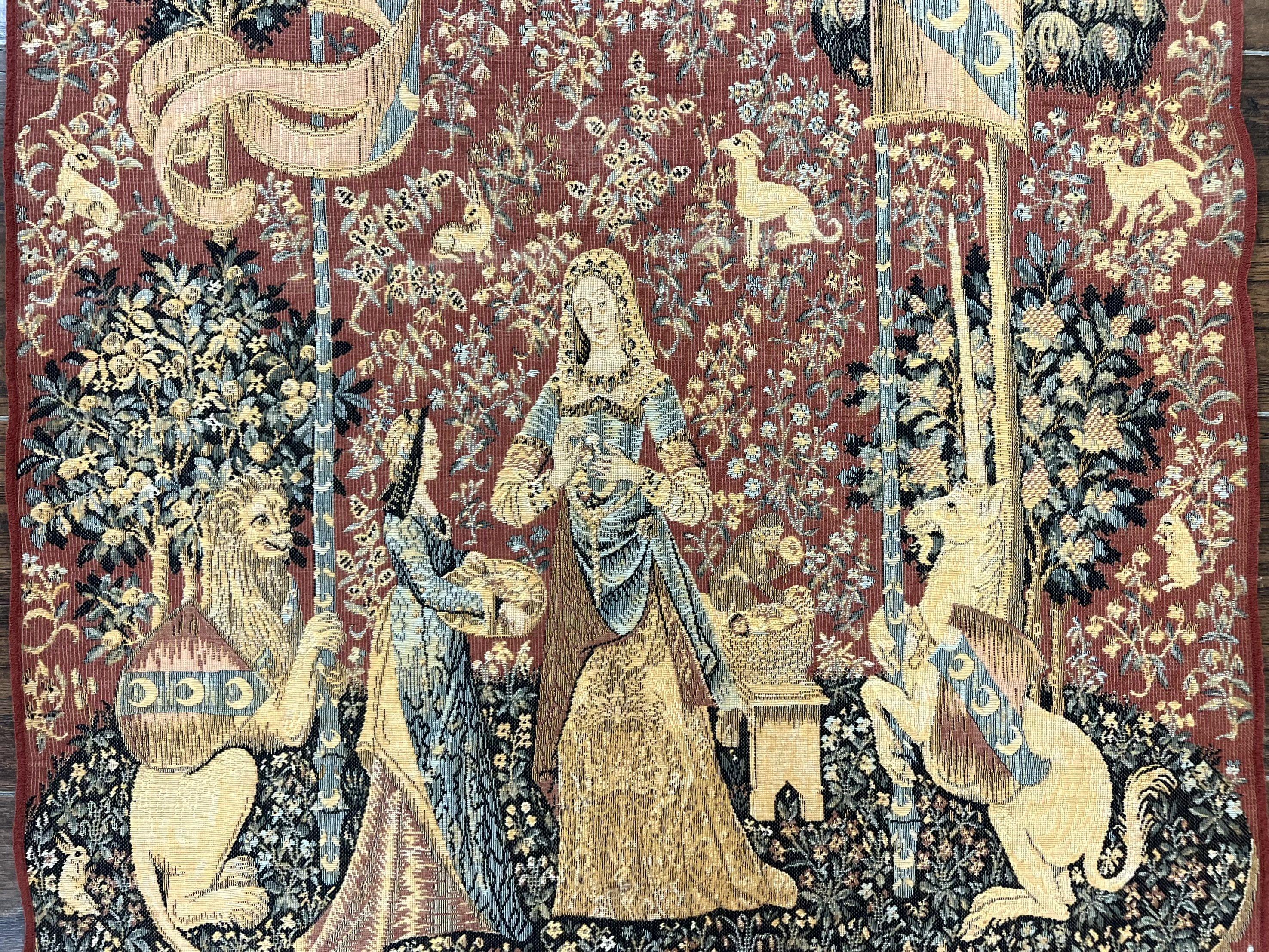 Vintage Tapestry 2x3, Lion Unicorn Flags Princess Medievel Motif - Jewel Rugs