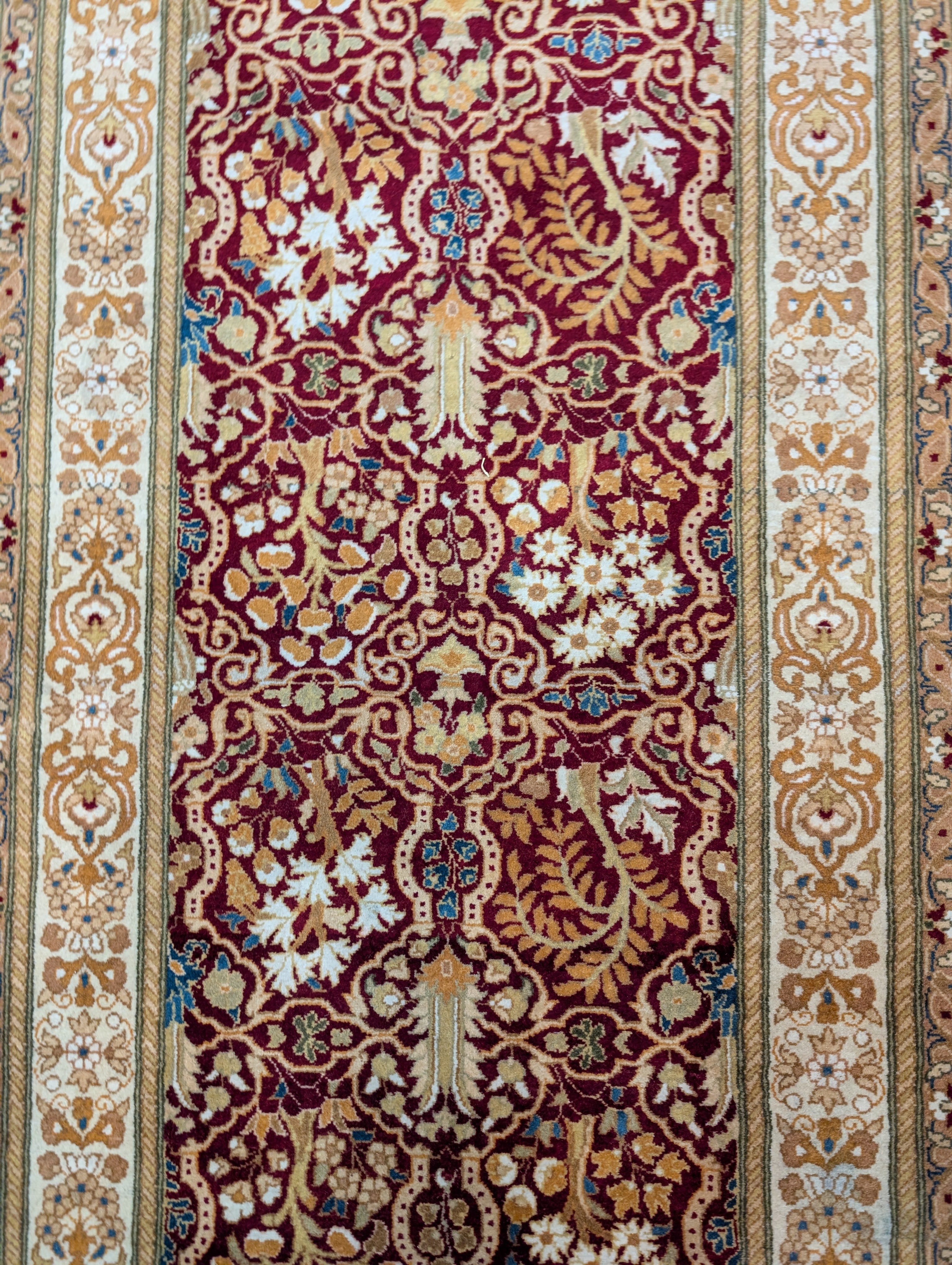 Pak Persian Runner 3 x 9 ft, Allover Pattern Wool Carpet, Dark Red, 225 KPSI - Jewel Rugs