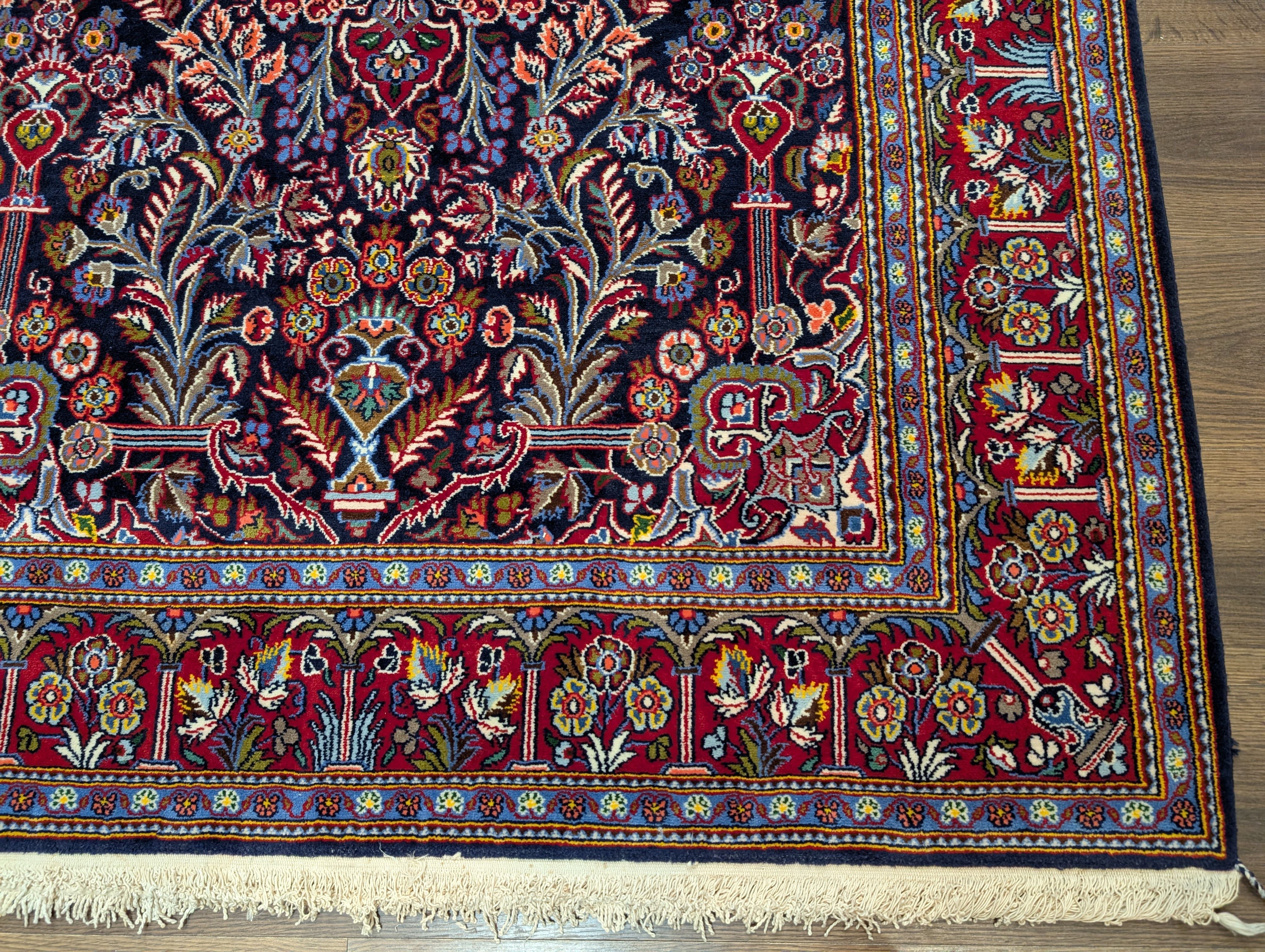 Persian Kashan Rug 5x7, Midnight Blue, Kork Wool, Fine 210 KPSI - Jewel Rugs