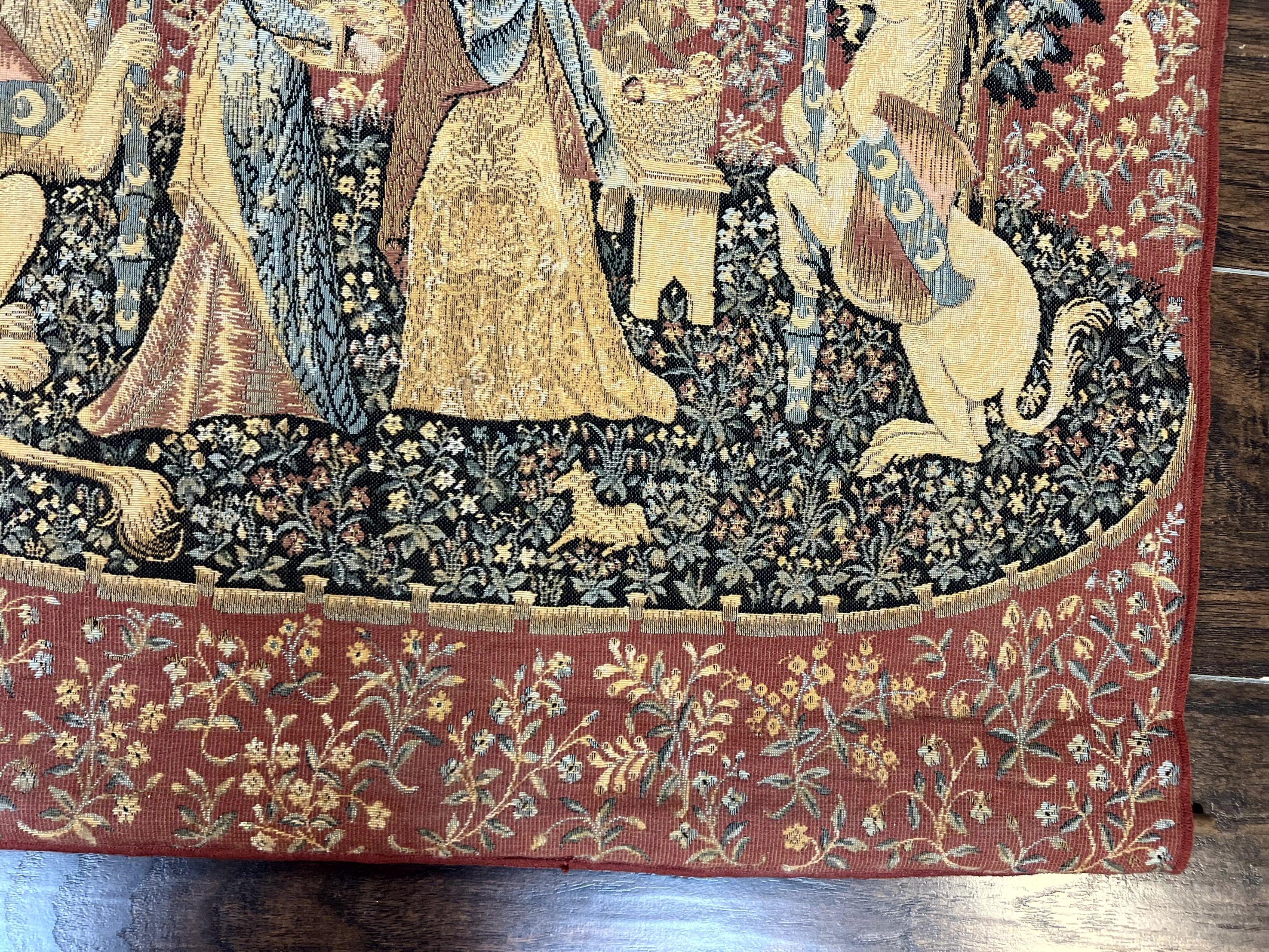 Vintage Tapestry 2x3, Lion Unicorn Flags Princess Medievel Motif - Jewel Rugs