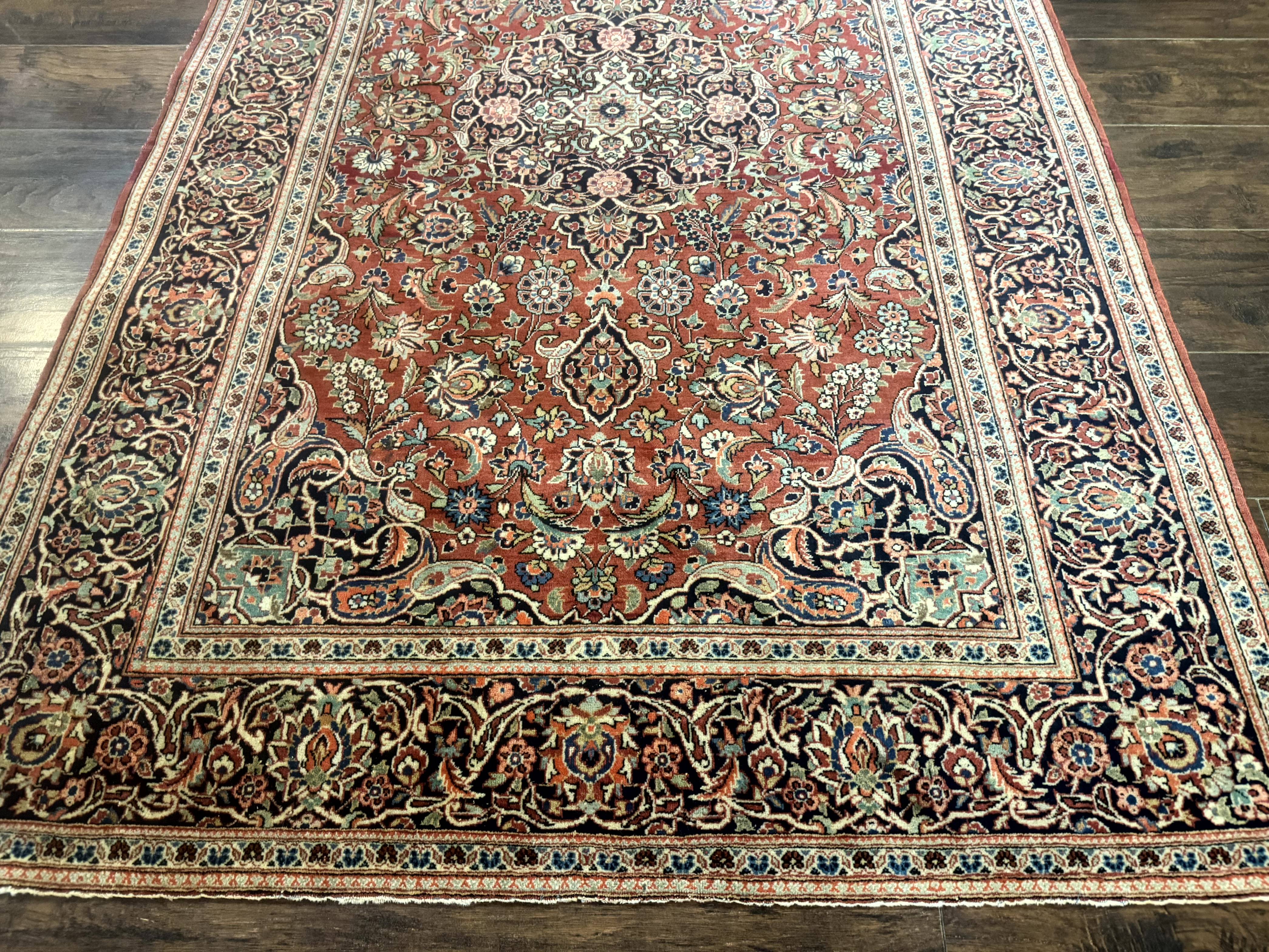 Persian Kashan Rug 4x7, Red, Floral Medallion, Vintage, Wool - Jewel Rugs