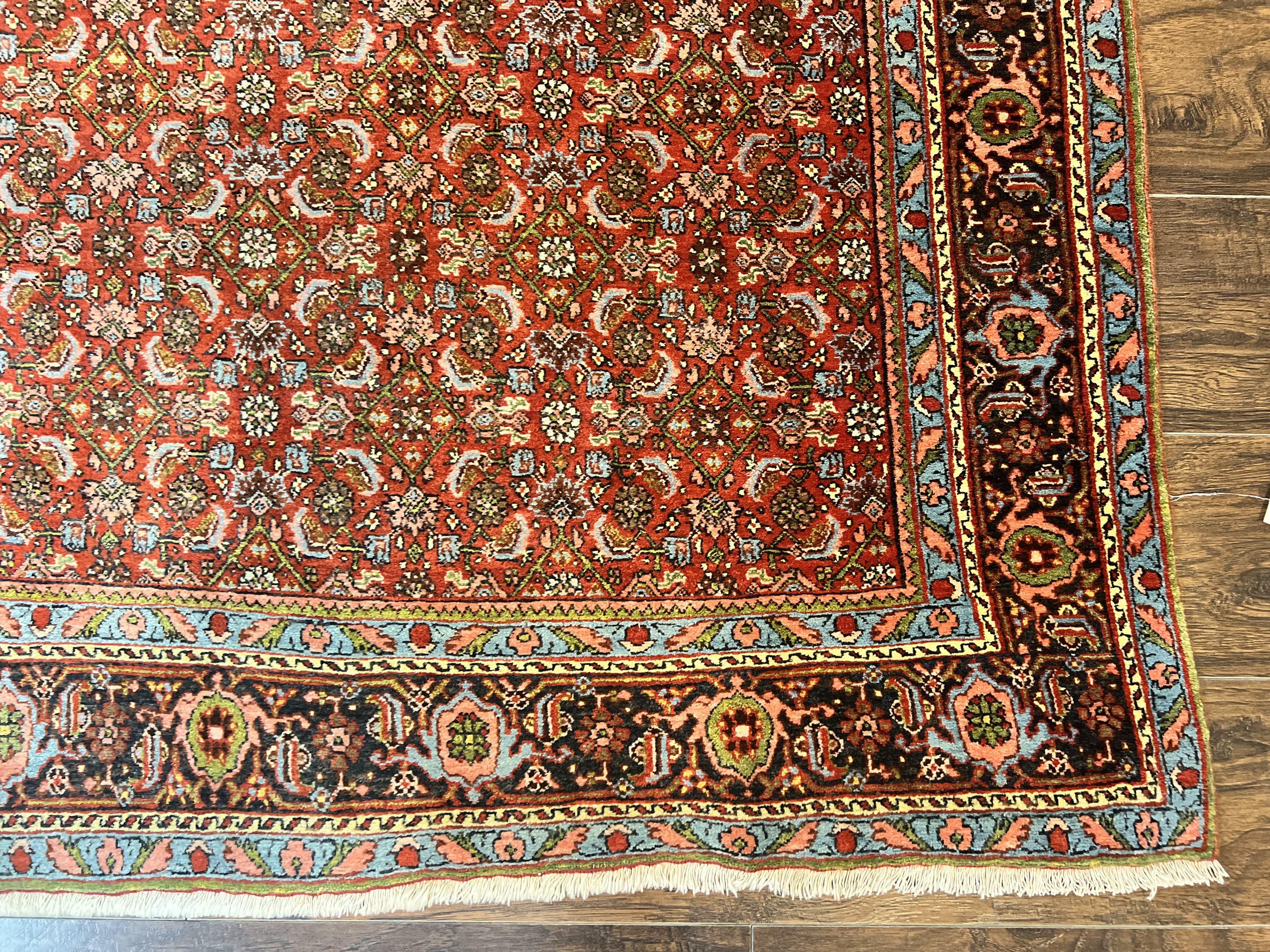 Antique Persian Bidjar Rug 5x7, Repeated Allover Herati Pattern, Red, Handmade Wool Carpet - Jewel Rugs