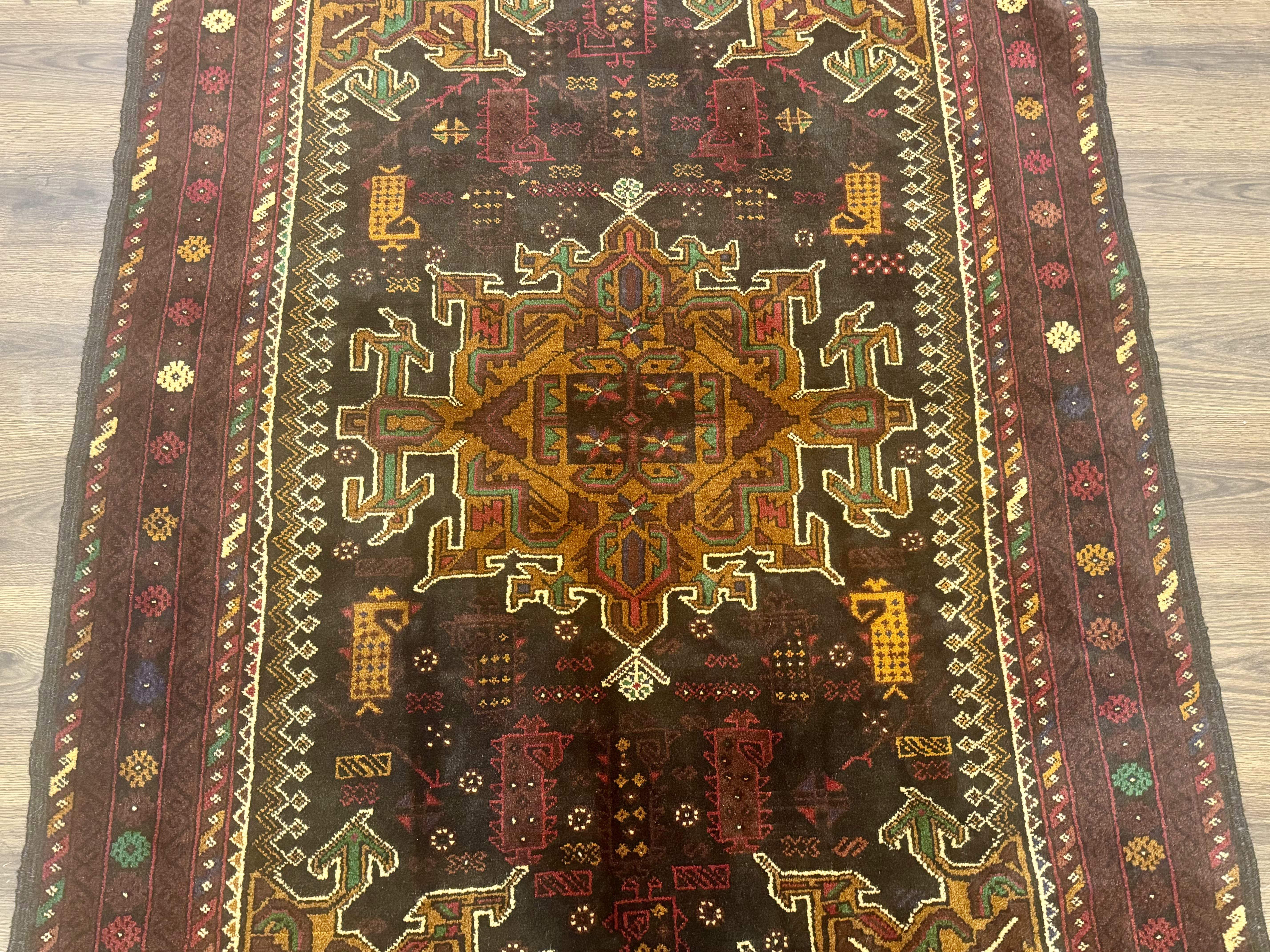 Persian Baluch Rug 4x7, Hand-Knotted Wool Tribal Carpet - Jewel Rugs
