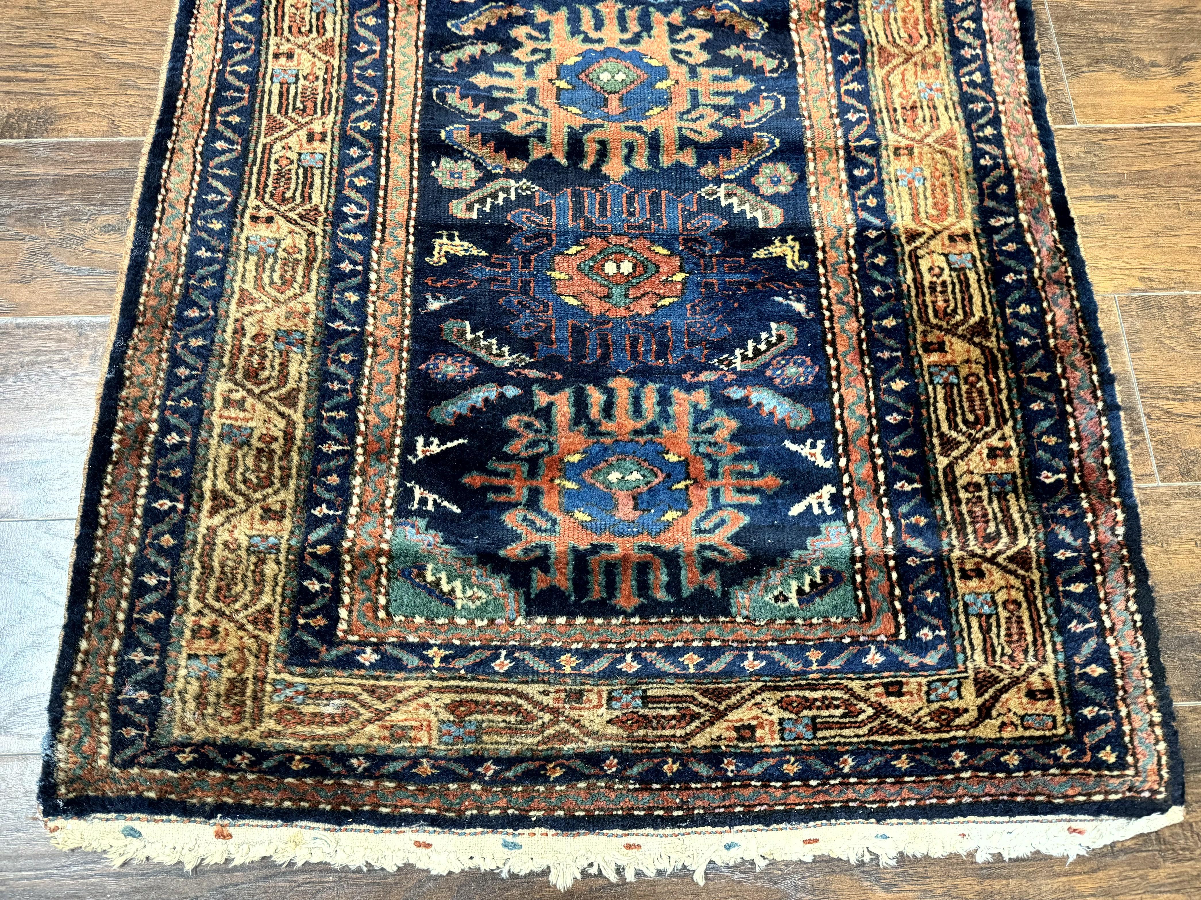 Antique Persian Sarab Runner 3x17, Blue Persian Runner Rug, Long Handmade Wool Carpet for Hallway, Rare, Tribal - Jewel Rugs
