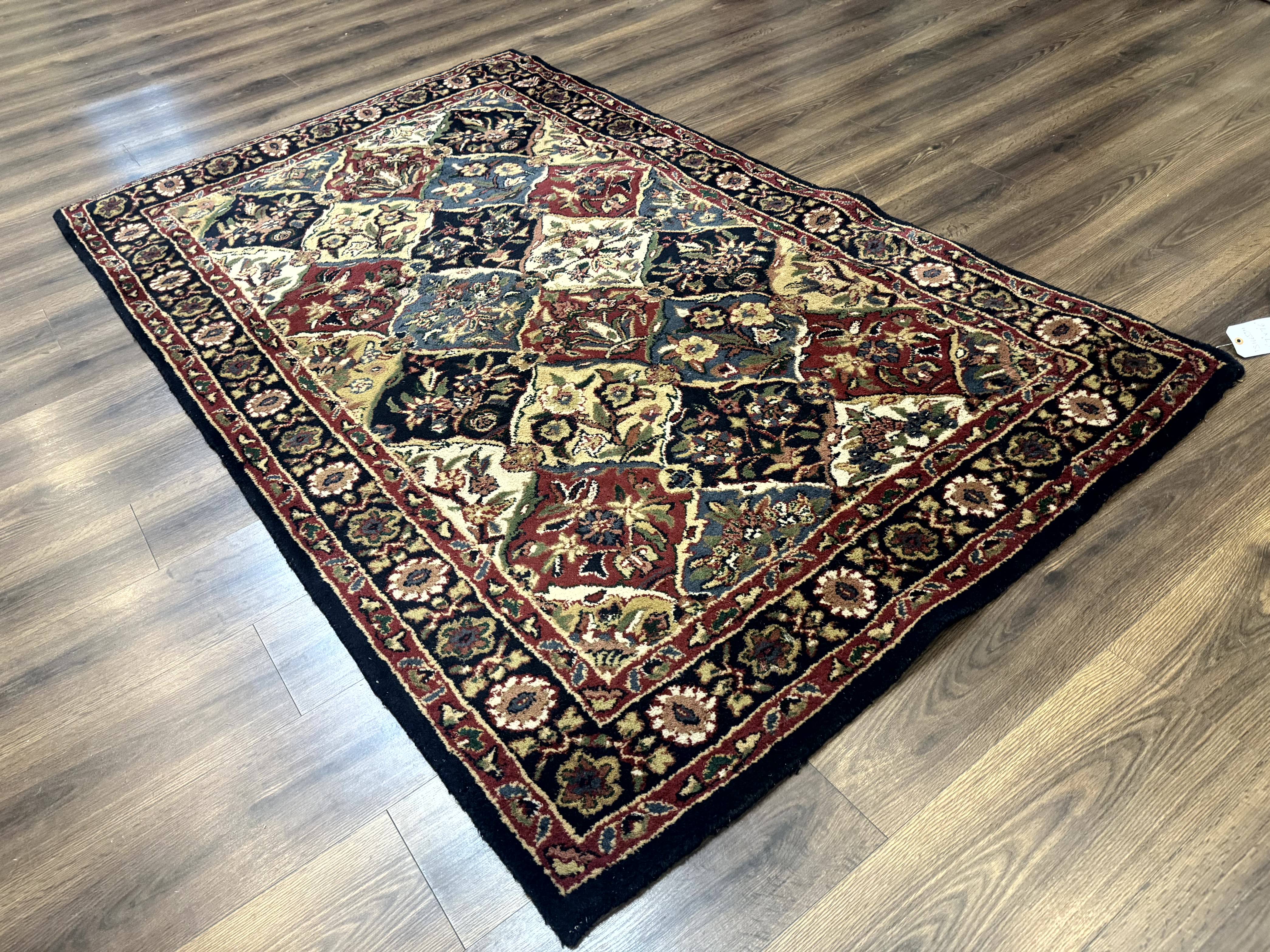 Panel Design Wool Rug 5x8 Multicolor Hand Tufted Vintage Carpet - Jewel Rugs