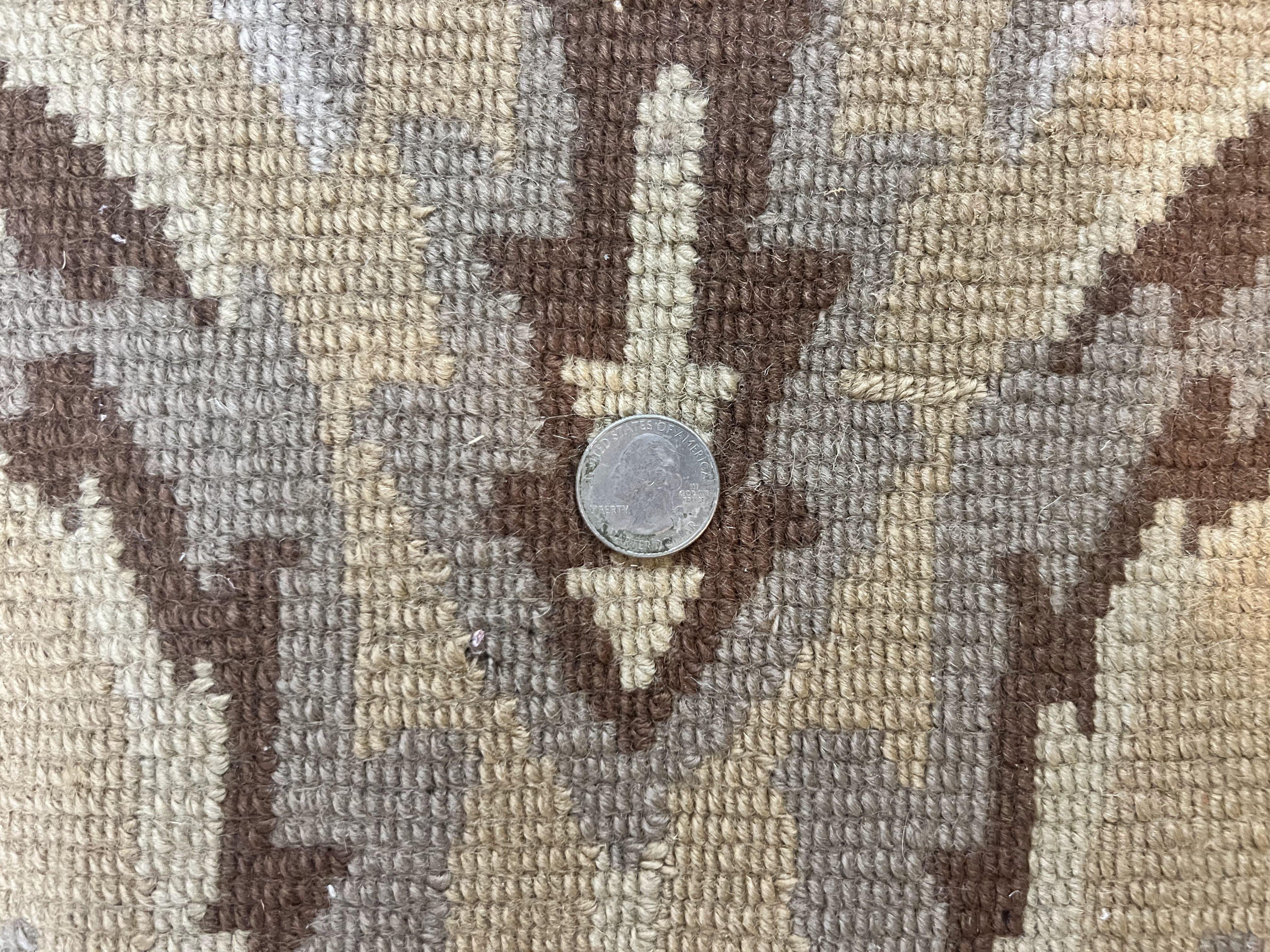 Oval Tibetan Rug 8x10, French Aubusson Design, Wool Handmade Vintage Carpet, Black & Beige, Soft Wool Pile - Jewel Rugs