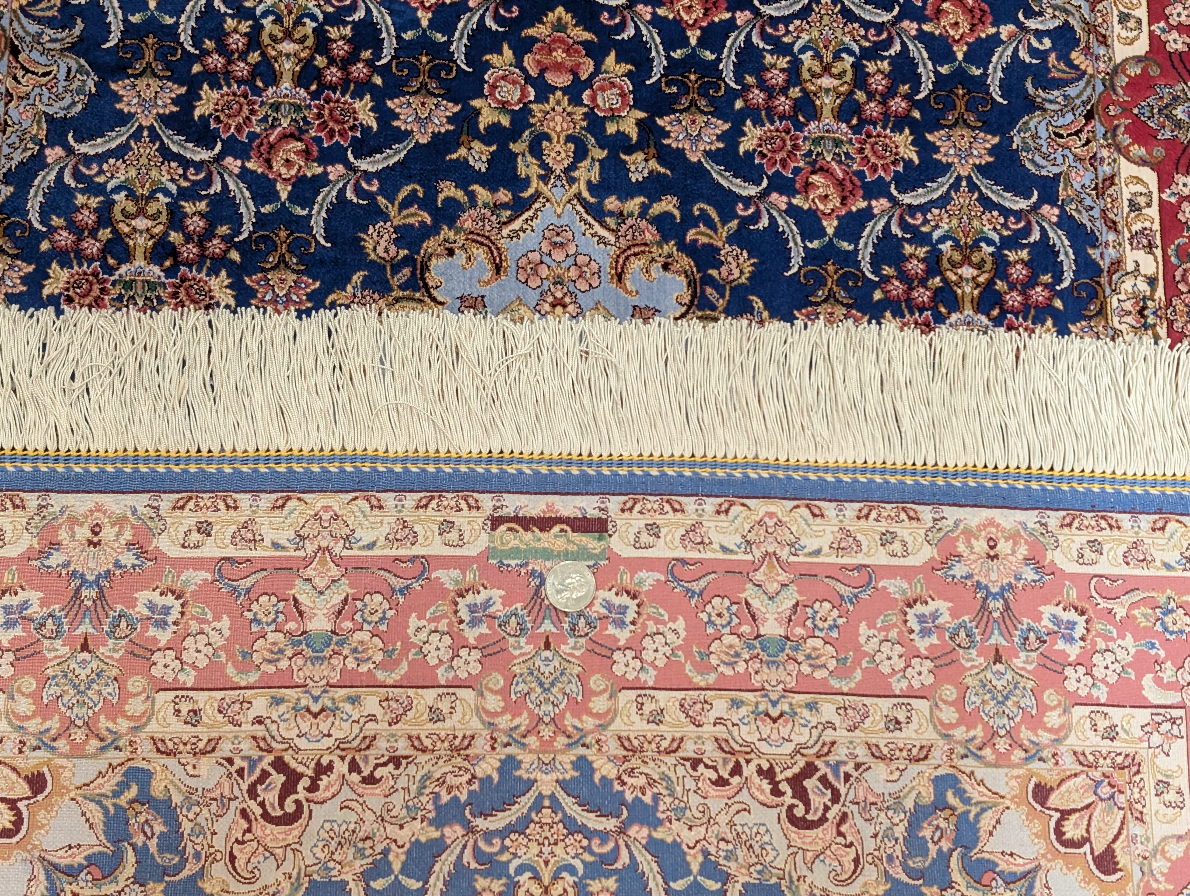 Navy Blue Silk Rug 2.5 x 4, Fine, Detailed, Turkish Silk Rug, Bamboo Silk, New - Jewel Rugs