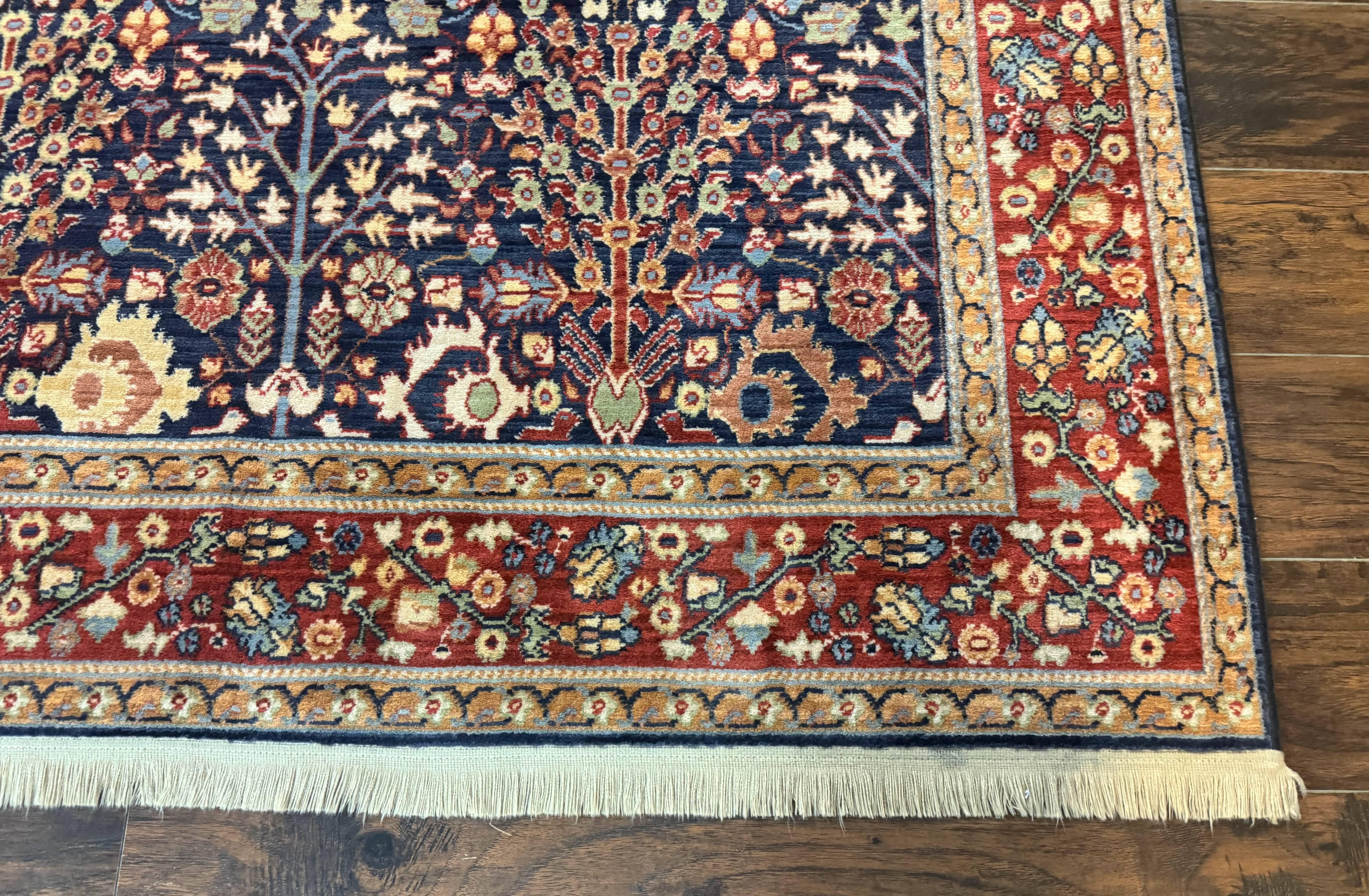 Karastan Rug 5x8, Karastan English Manor Devonshire 2120, Discontinued Wool Pile Karastan Navy Blue Floral Room Sized Area Rug, Bird Motifs - Jewel Rugs