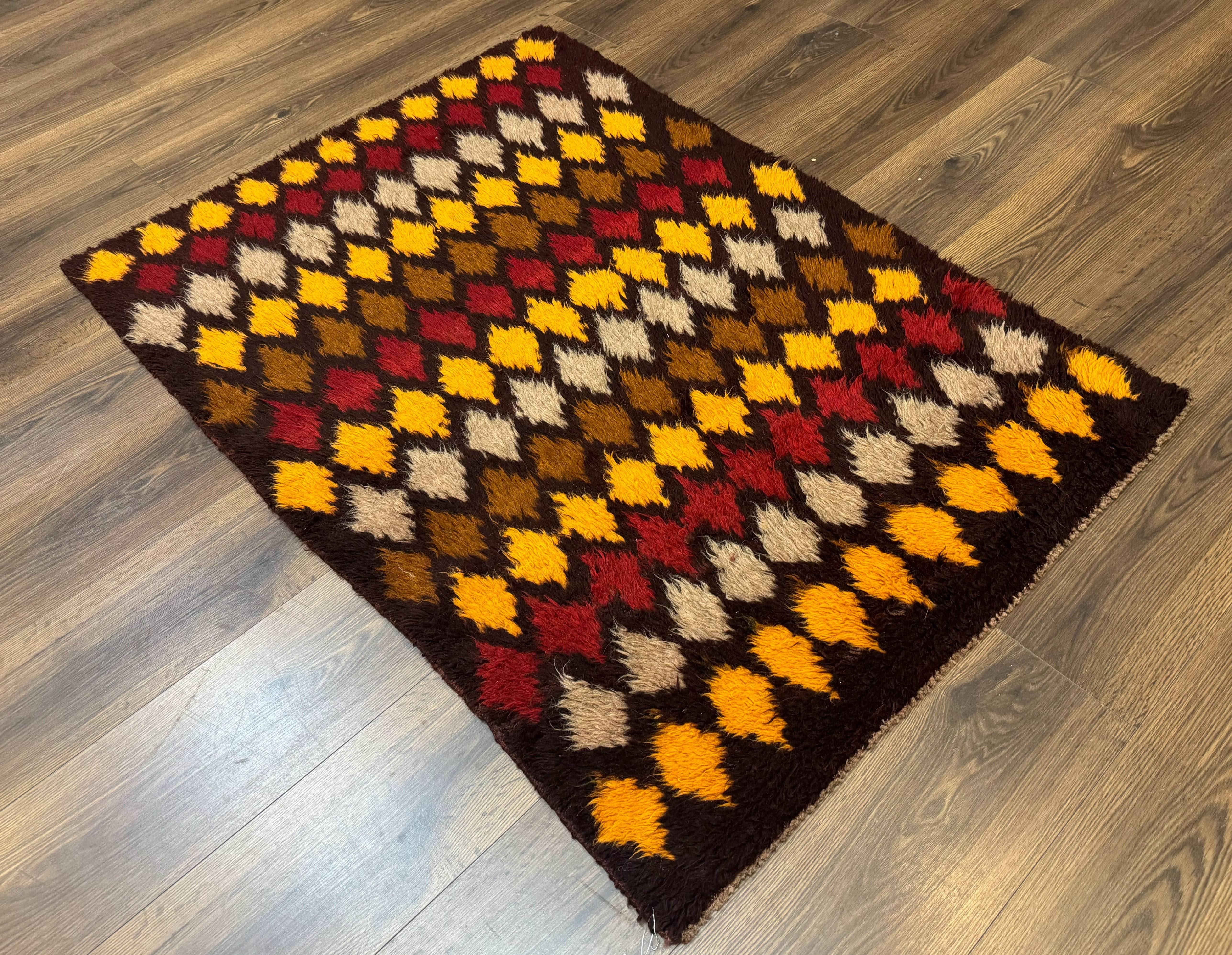 Shaggy Balouch Rug 3x4, Tribal Rug, Afghan Rug, Brown, Multicolor - Jewel Rugs