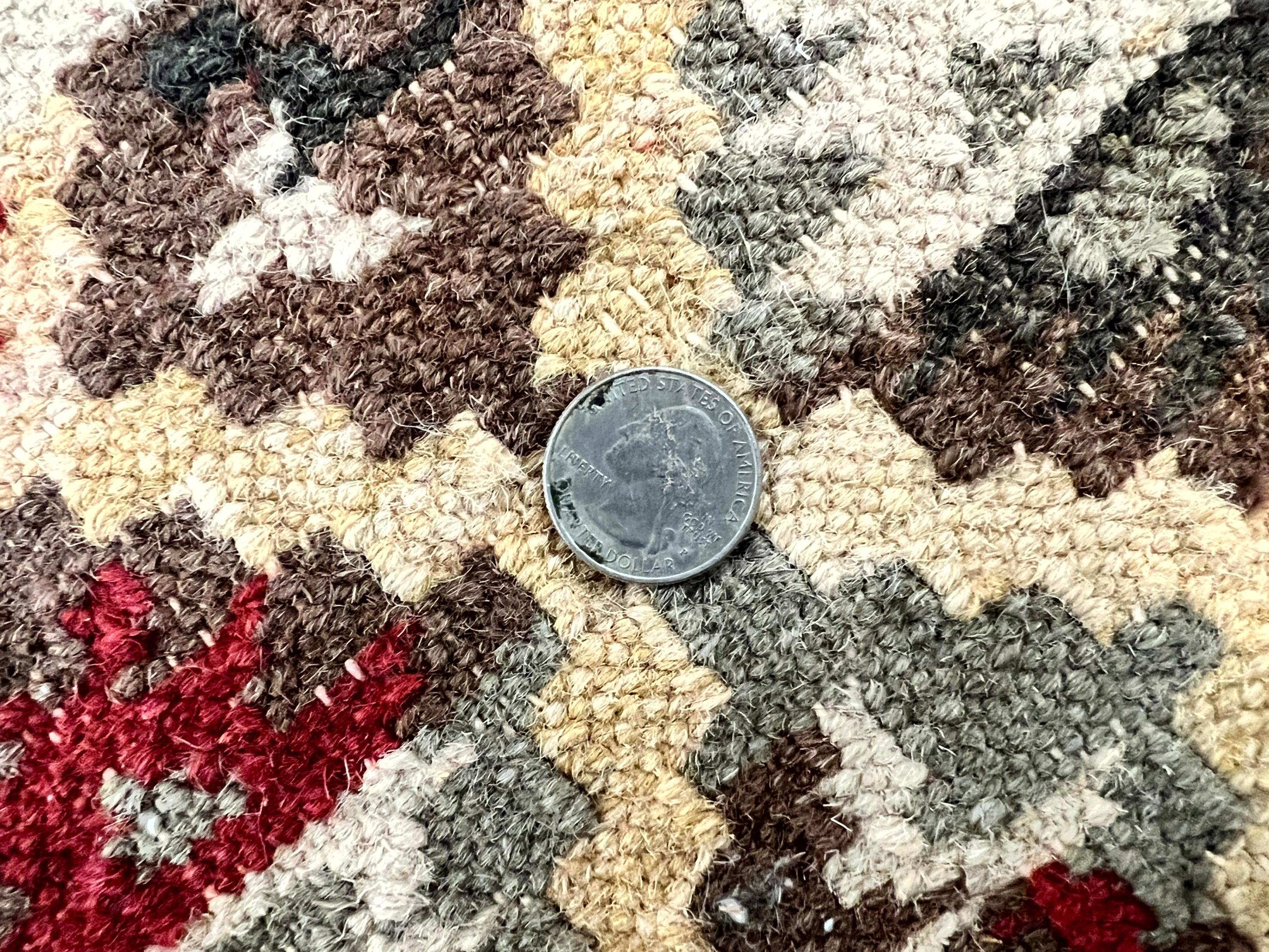 Indian Kilim Rug 6x6, Square Kilim Flatweave Carpet, Vintage Handmade Wool Rug, Red - Jewel Rugs