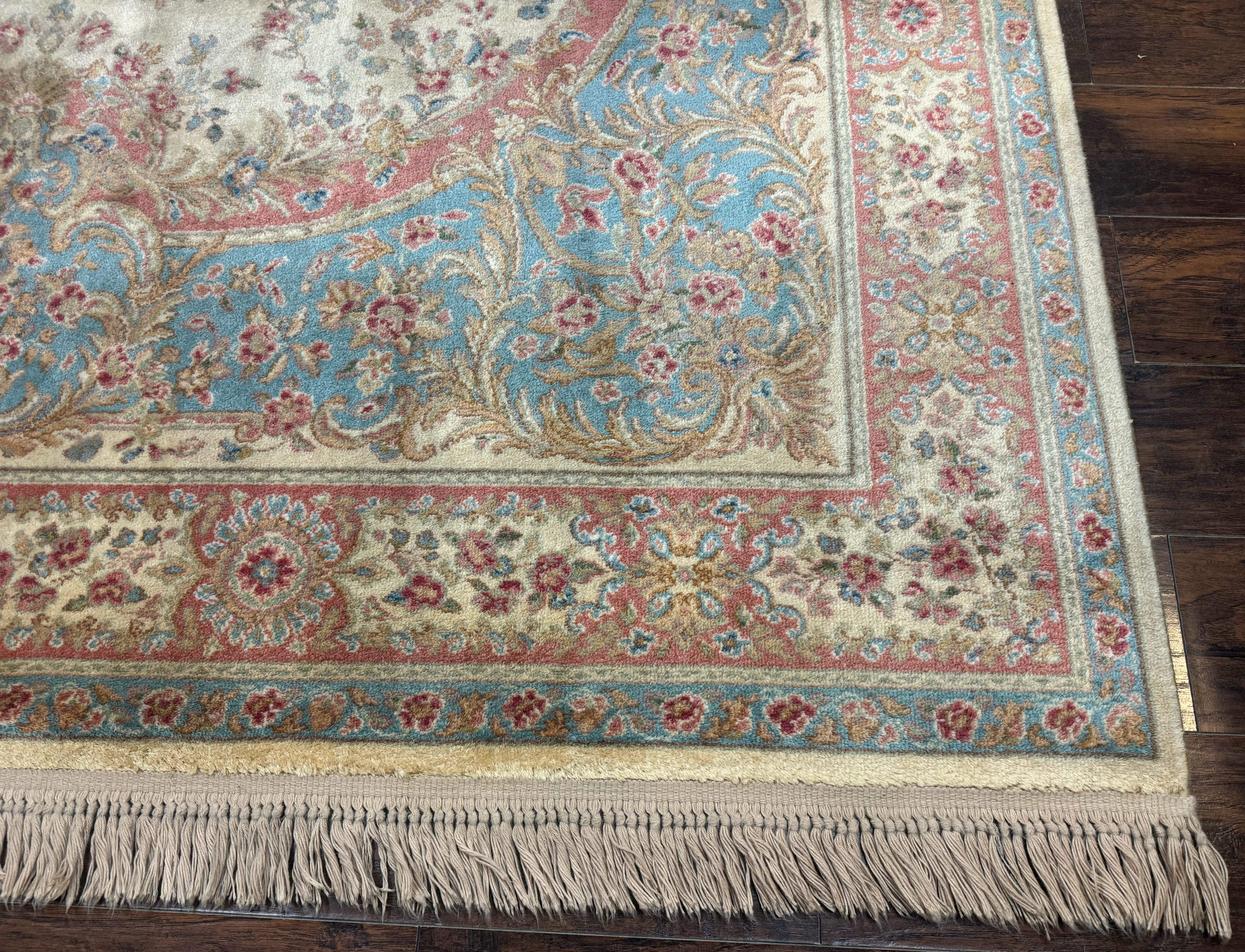 Karastan Rug 8.8 x 12, Ivory Medallion Kirman #700/711, Wool Pile, Vintage - Jewel Rugs