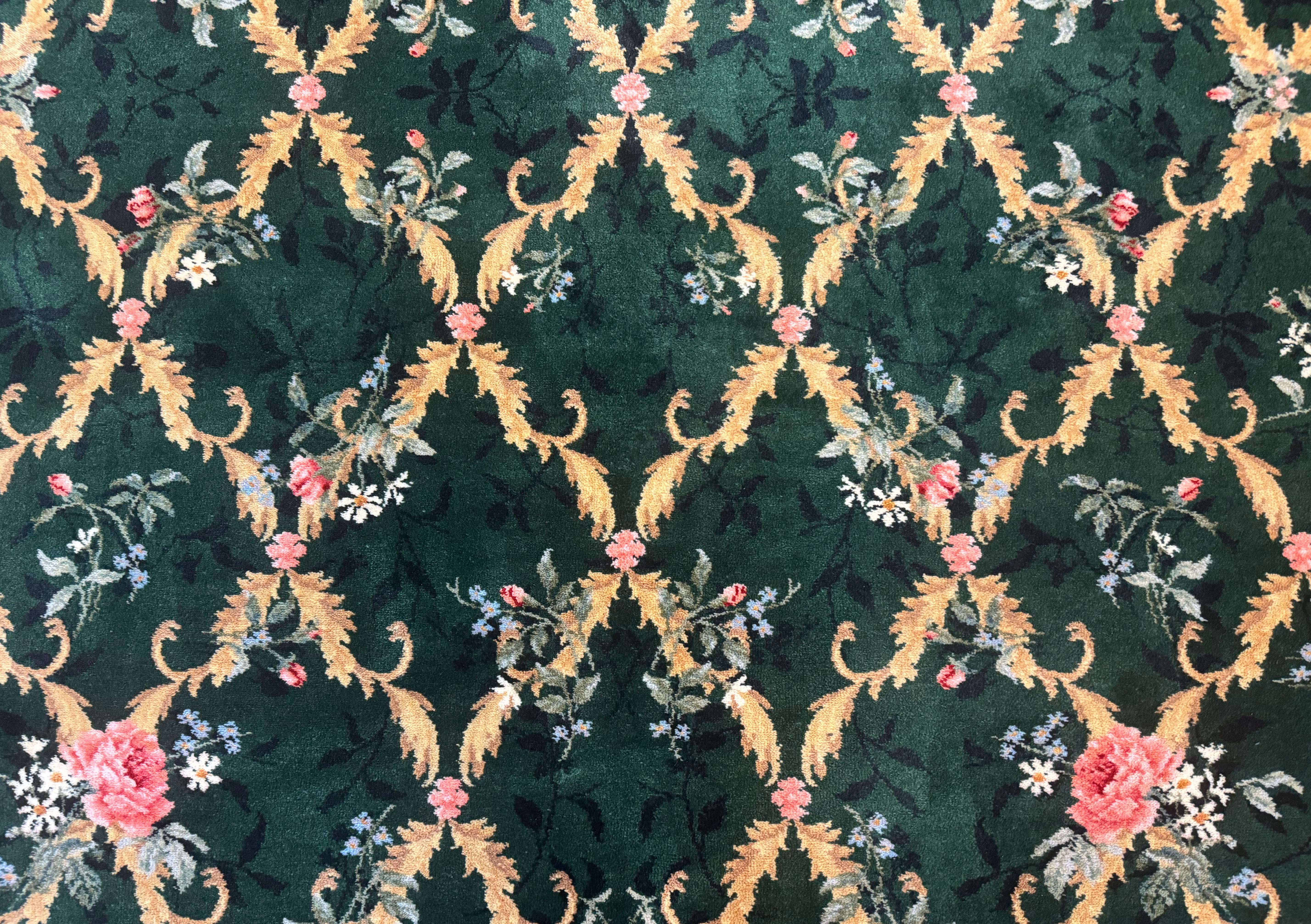 Karastan Garden of Eden Rug 8.8 x 11.8, Green Savonnerie 509/1733, Wool - Jewel Rugs