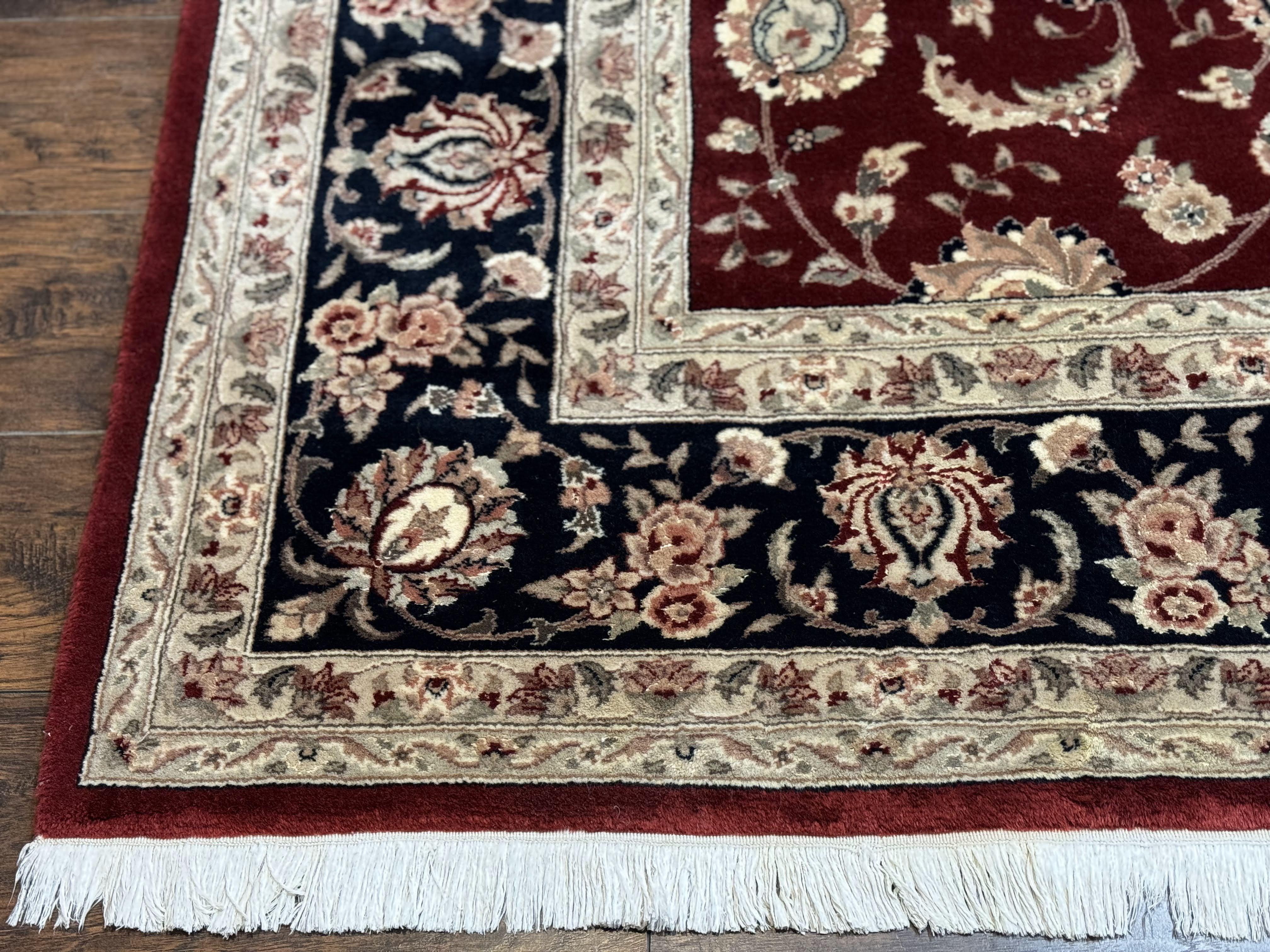 Maroon Persian Area Rug 8x10, Floral Allover, Pak Persian, Wool and Silk Highlights, Traditional Oriental Carpet - Jewel Rugs