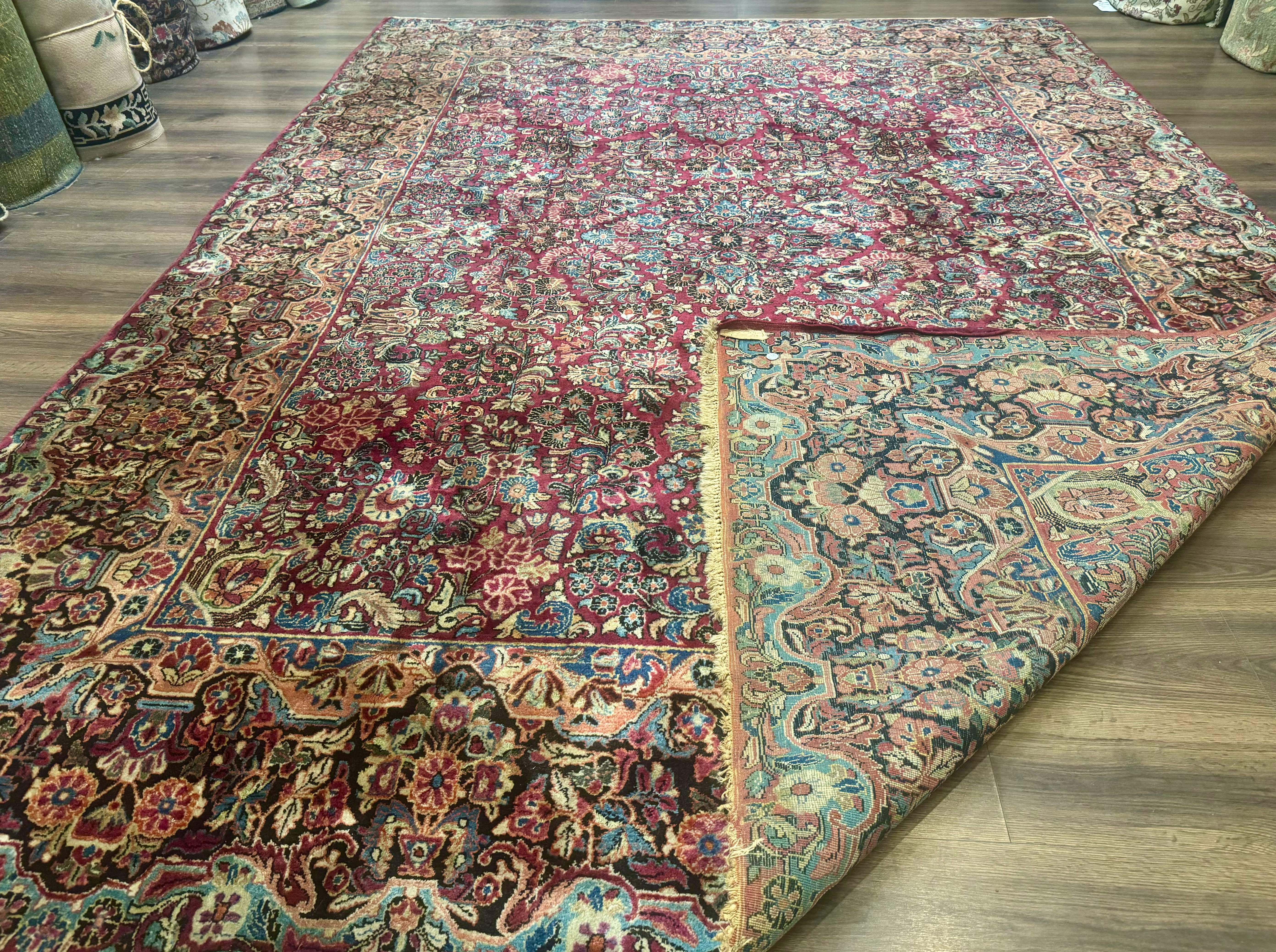 Antique Persian Sarouk Rug 9x12, Red, Floral Allover - Jewel Rugs