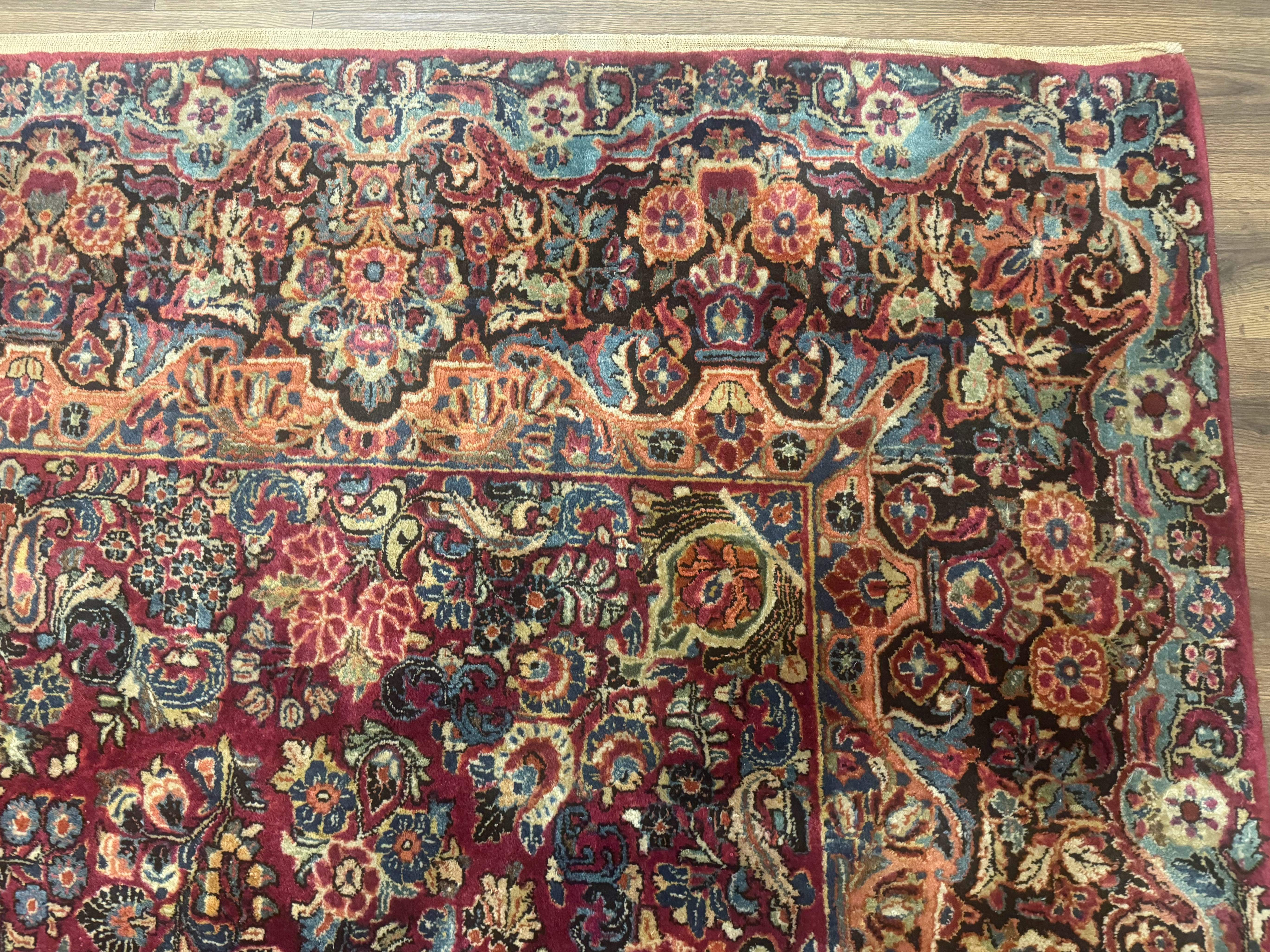 Antique Persian Sarouk Rug 9x12, Red, Floral Allover - Jewel Rugs