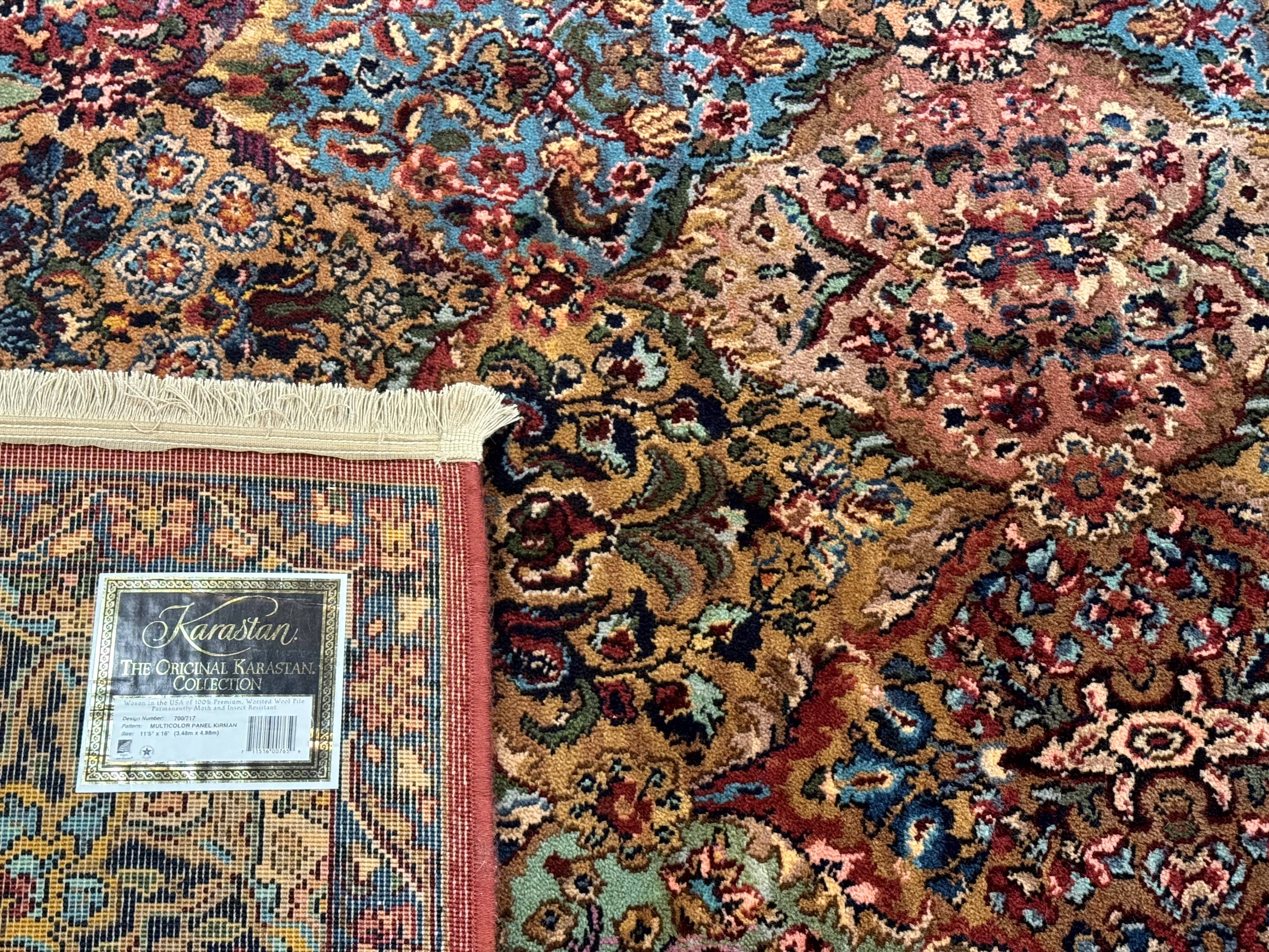 11x16 Karastan Rug Multicolor Panel Kirman #717, Wool Vintage Original Collection 700 Series - Jewel Rugs