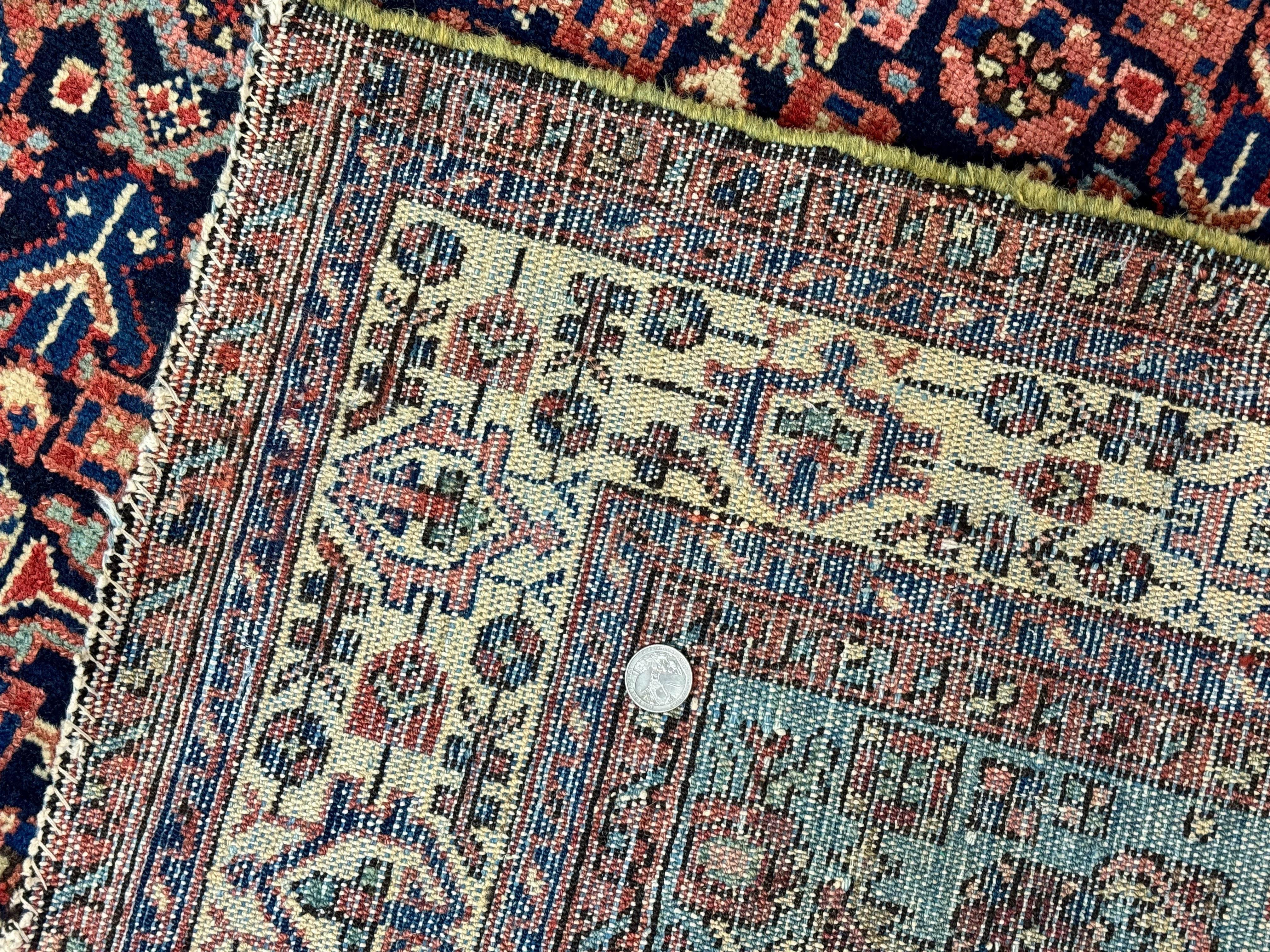 Antique Persian Rug 5 x 6.7, Navy Blue & Ivory, Handmade Persian Wool Carpet, Hamadan Angelas Rug - Jewel Rugs