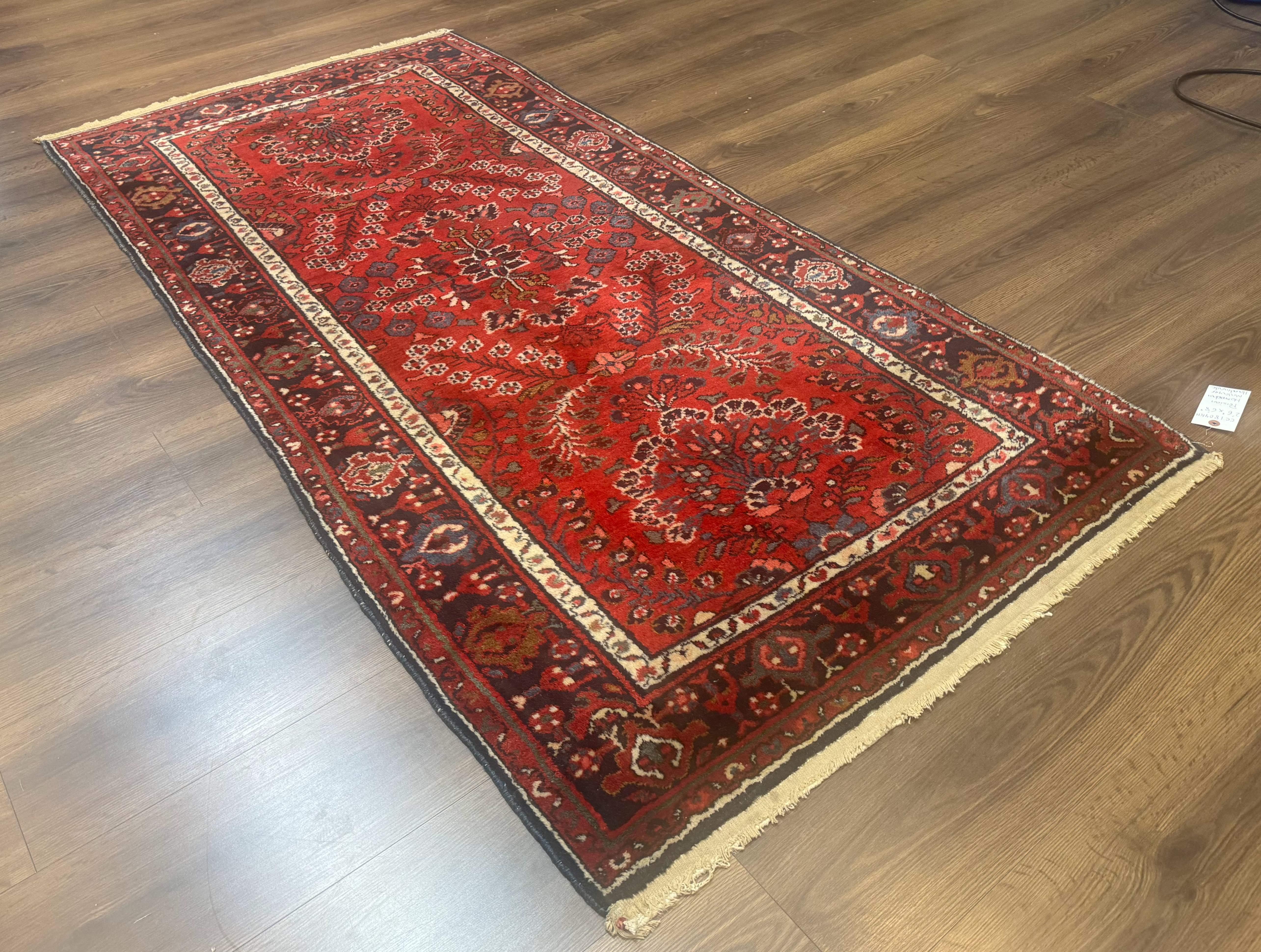 Red Persian Rug 2.6 x 6.8, Floral, Antique Per'sian Carpet, Persian Malayer Rug, Hamadan Rug - Jewel Rugs