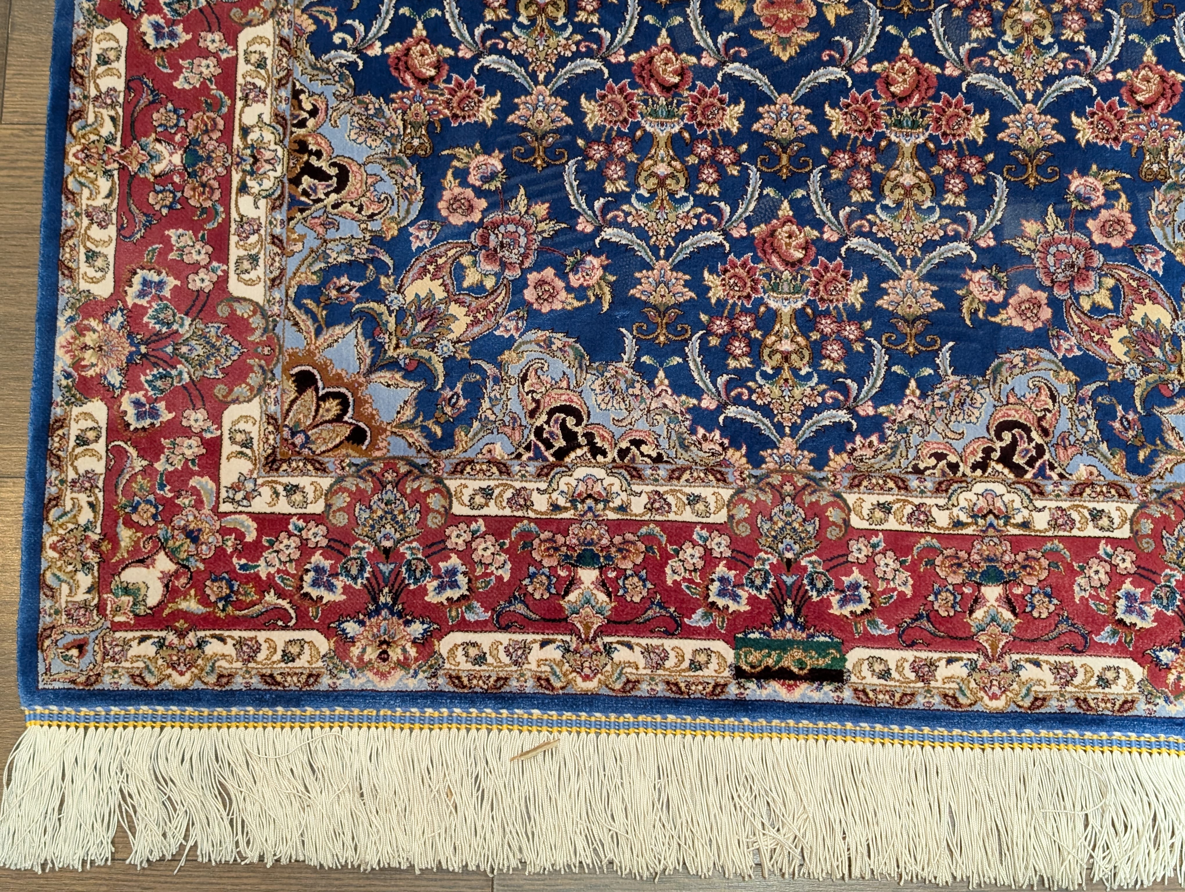 Navy Blue Silk Rug 2.5 x 4, Fine, Detailed, Turkish Silk Rug, Bamboo Silk, New - Jewel Rugs