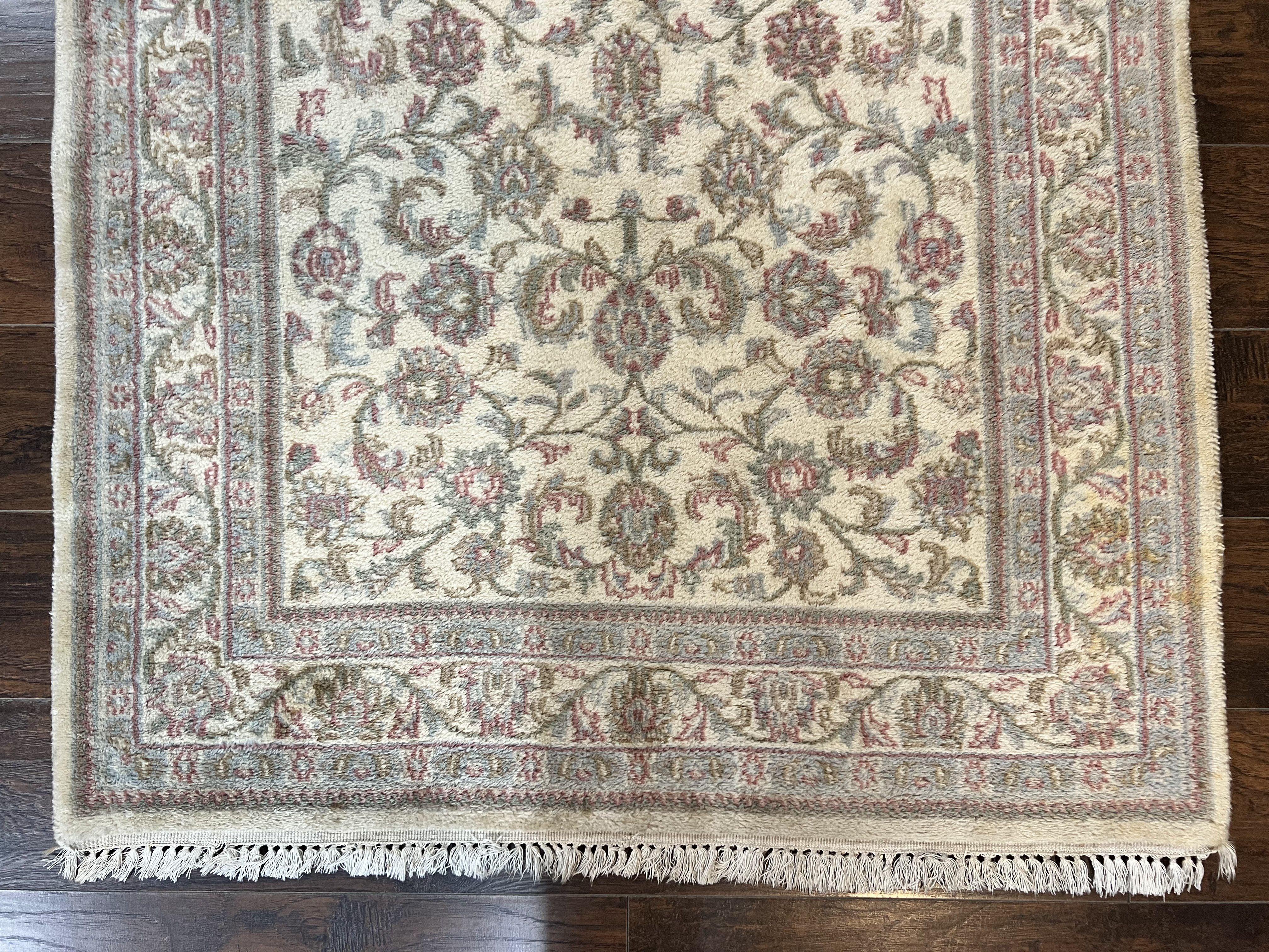 Indo Persian Rug 4x6, Vintage Handmade Wool Carpet, Floral Allover Pattern, Beige, Pair B - Jewel Rugs