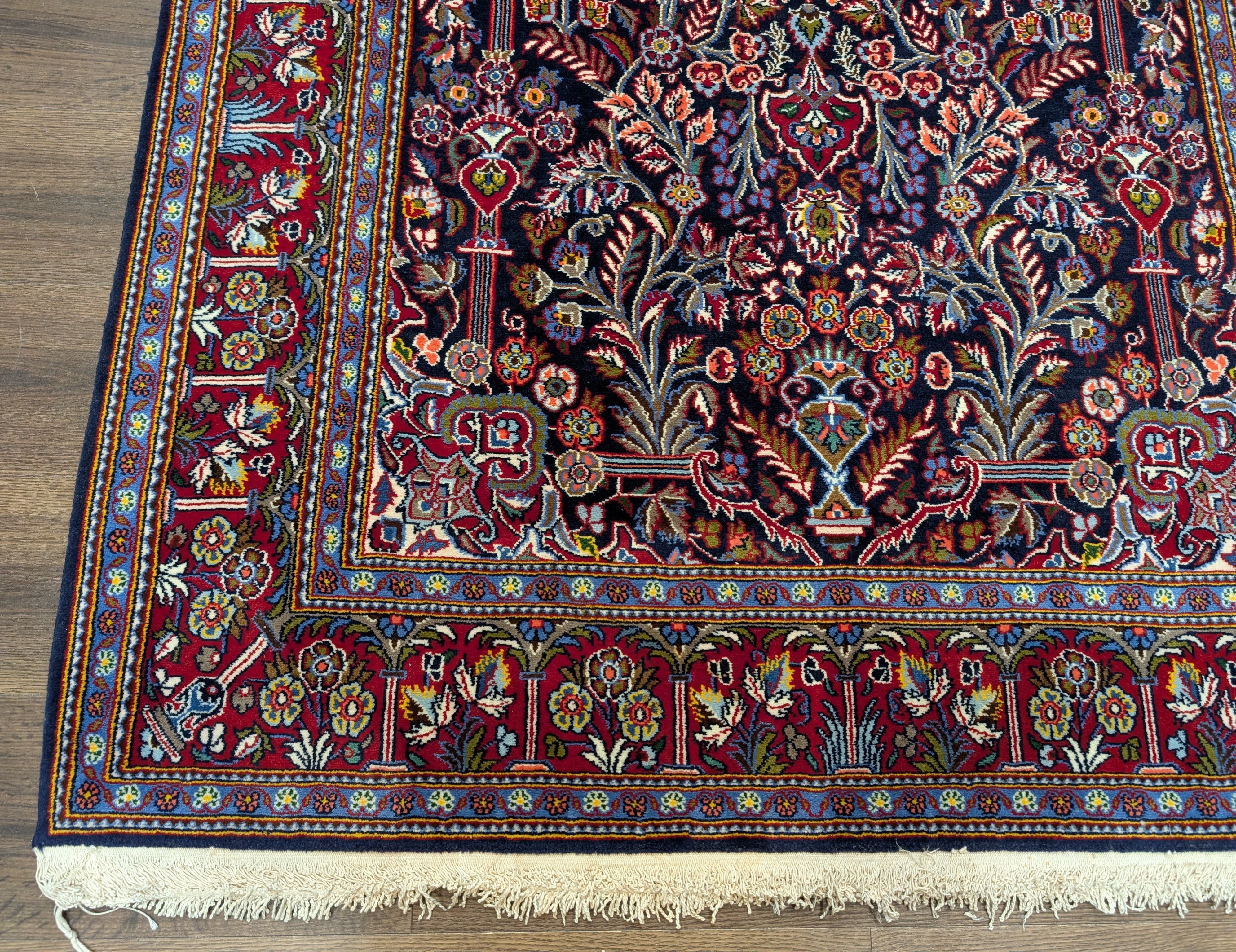 Persian Kashan Rug 5x7, Midnight Blue, Kork Wool, Fine 210 KPSI - Jewel Rugs