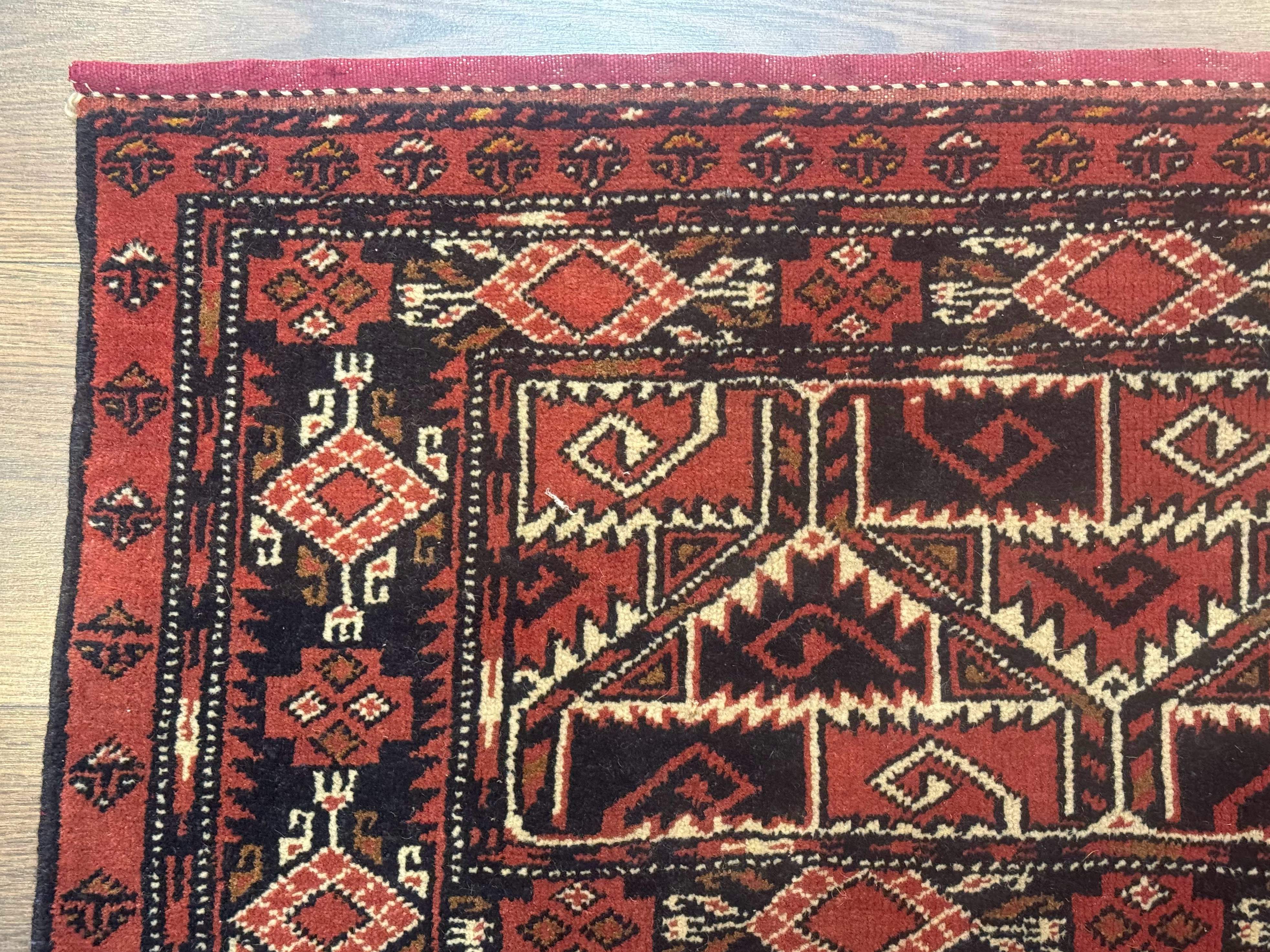 Persian Turkoman Tribal Door Hanging, Tent Header, Wool, Handmade, Red Black, Tribal Collectible - Jewel Rugs