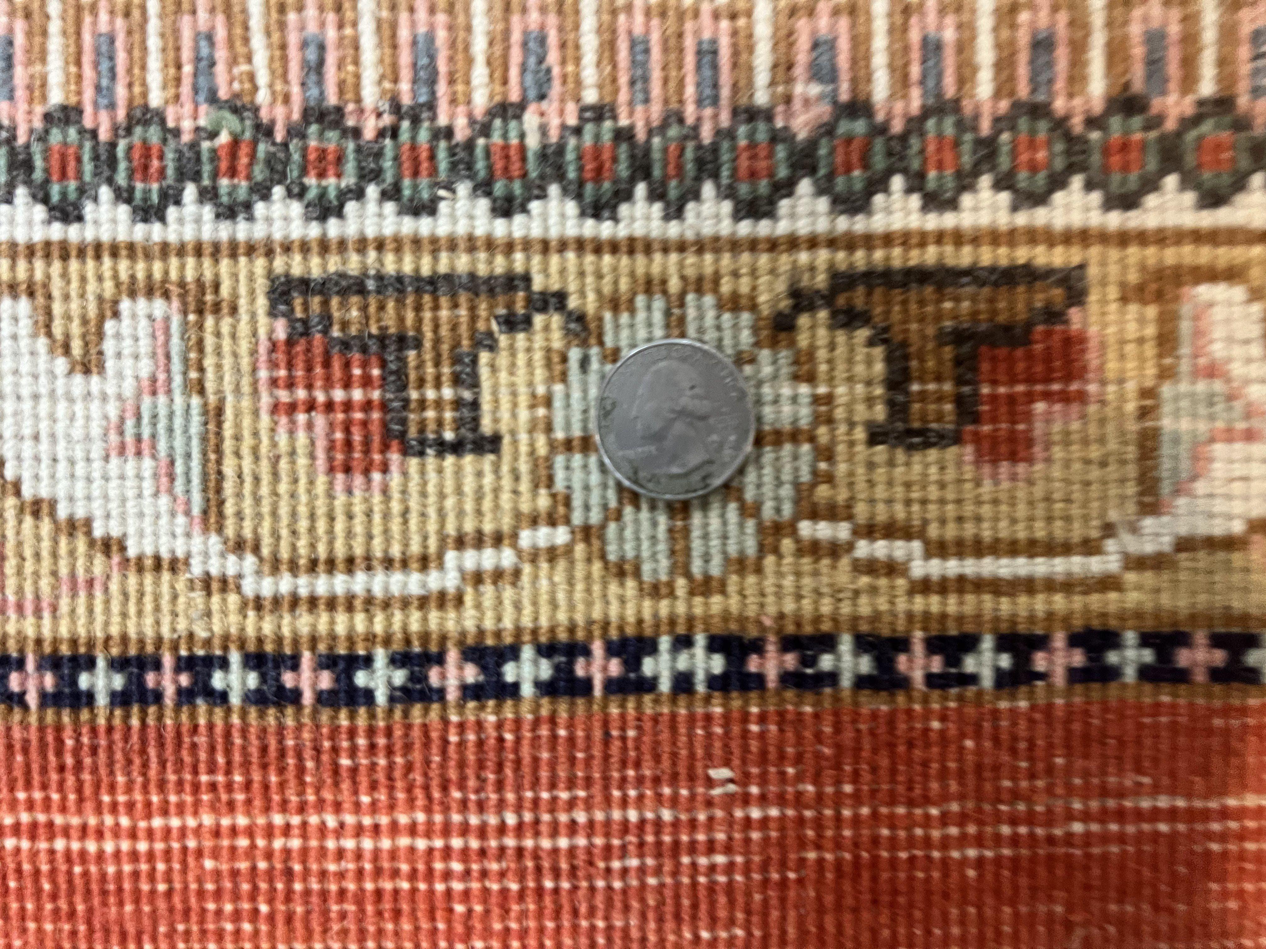 Persian Tabriz Runner Rug 3 x 12, Vintage Hand Knotted Wool Oriental Hallway Carpet, Light Red Beige Tan, Fine Weave, Semi Open Field, Traditional - Jewel Rugs