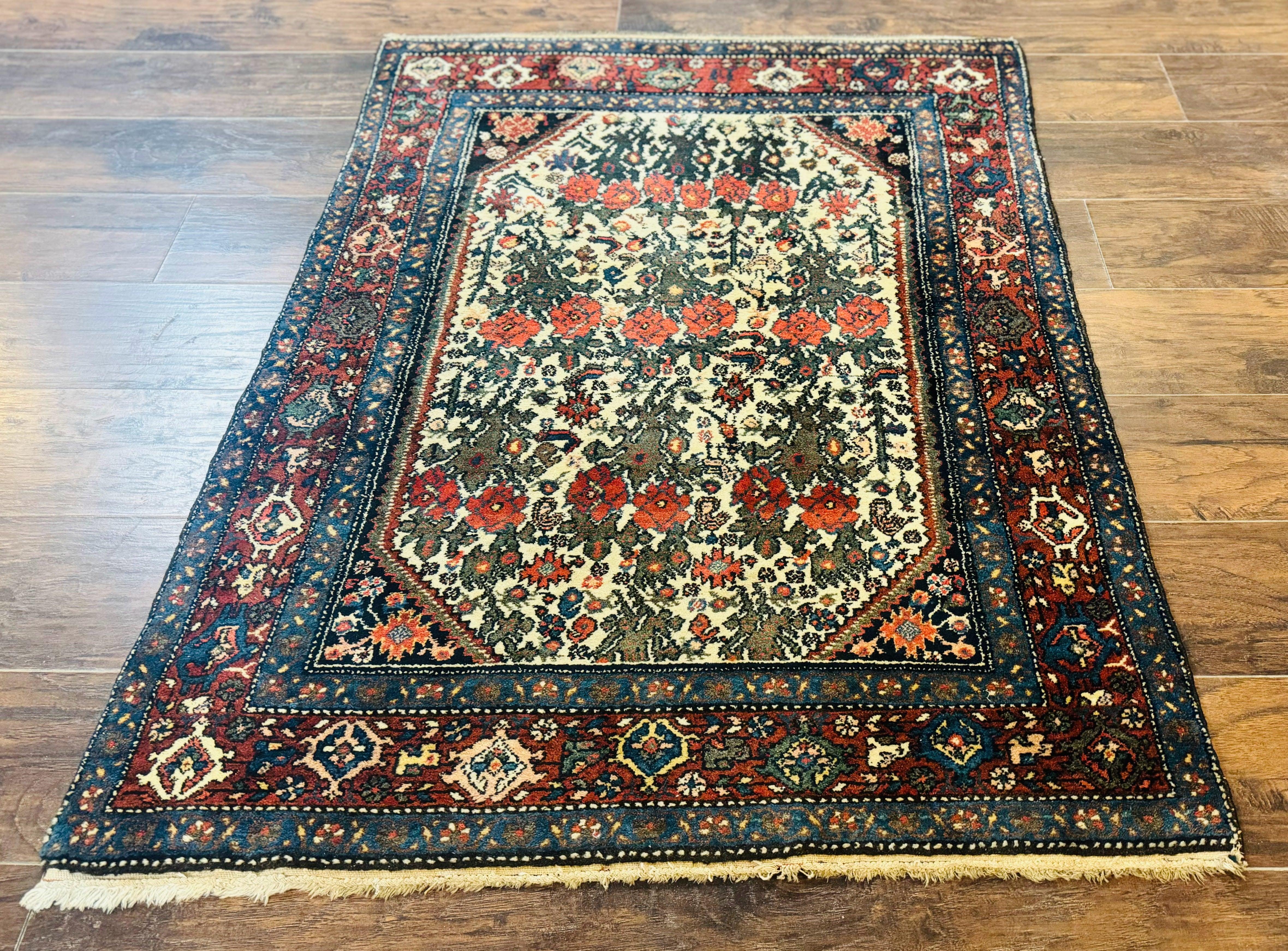 Persian Tribal Rug 3x5, Antique Persian Carpet, Floral Roses, Handmade, Persian Zanjan Rug - Jewel Rugs