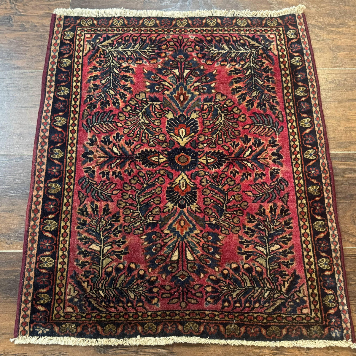 Small Antique Persian Sarouk Rug 2x2 ft, Red 1920s Wool Rug – Jewel Rugs