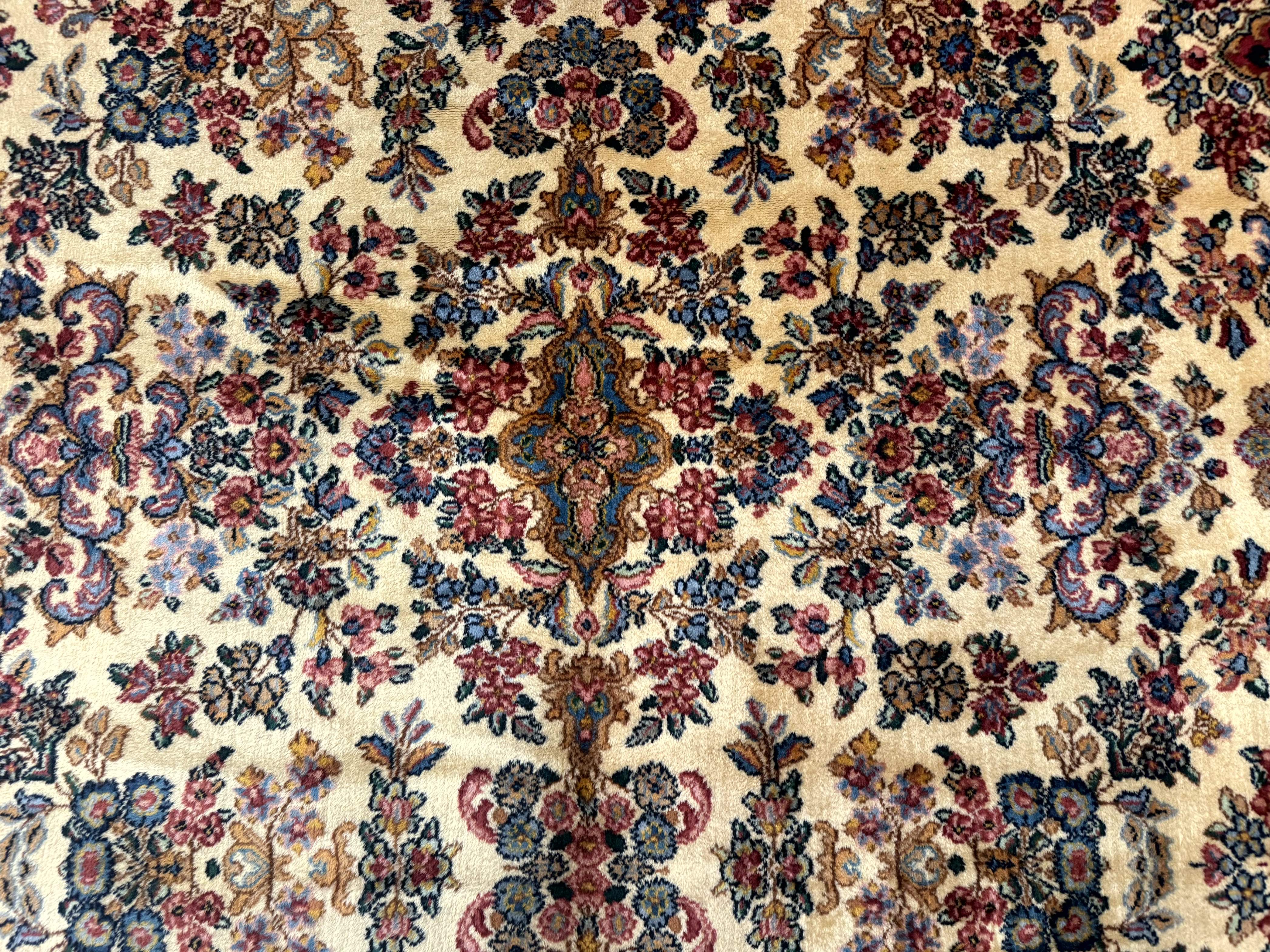 Karastan Kirman Rug 9x15, Large Palace Sized Wool Antique Karastan Lanamar Carpet #5530, Ivory - Jewel Rugs