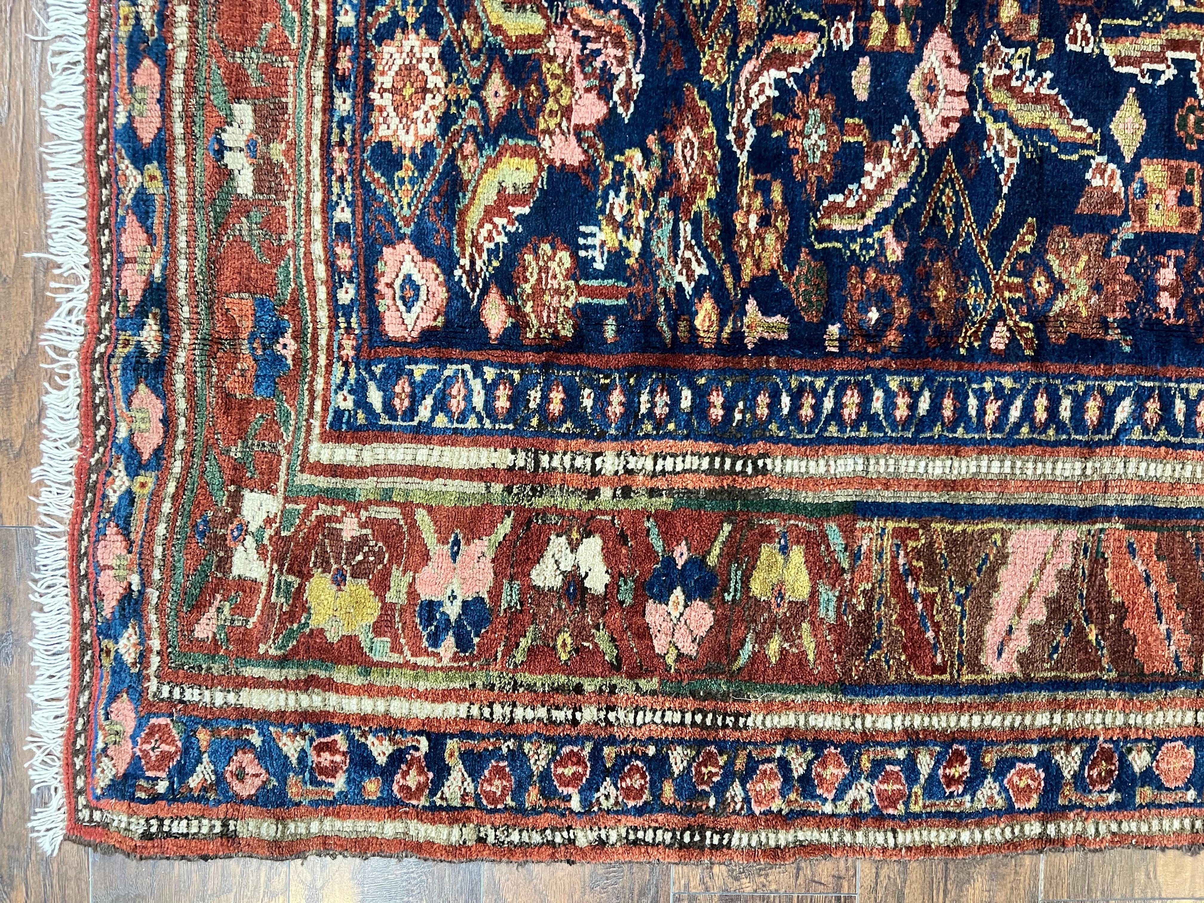 Caucasian Kalegy Rug 6x11, Wide Runner, Wool Hand Knotted Carpet, Navy Blue Tribal Rug, 1920s Antique Rug, 6 x 11 Oriental Carpet - Jewel Rugs