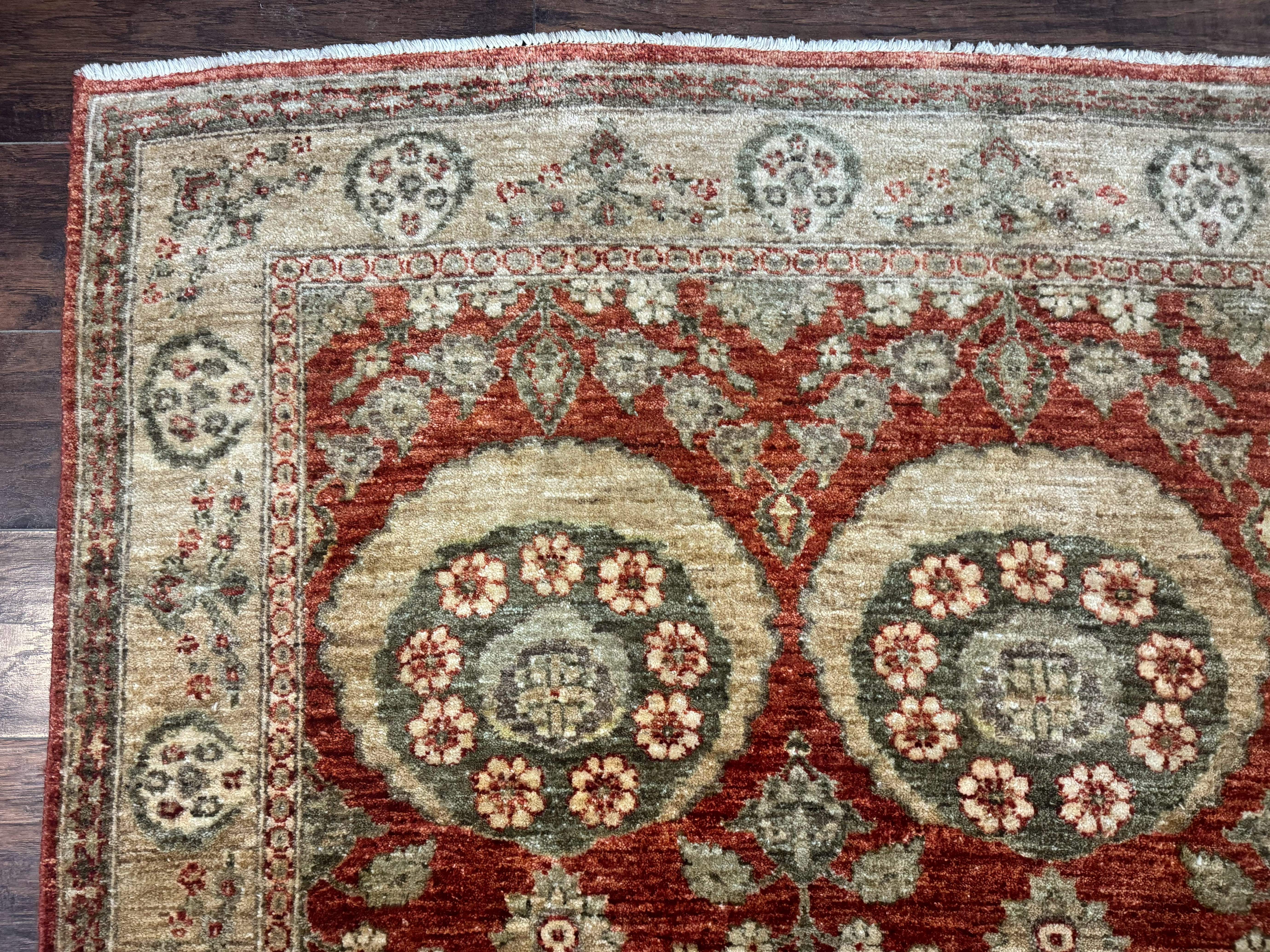 Pakistani Peshawar Wide Runner Rug 6x15 ft, Light Rust Red & Gold, Hand-Knotted Wool Chobi Carpet - Jewel Rugs