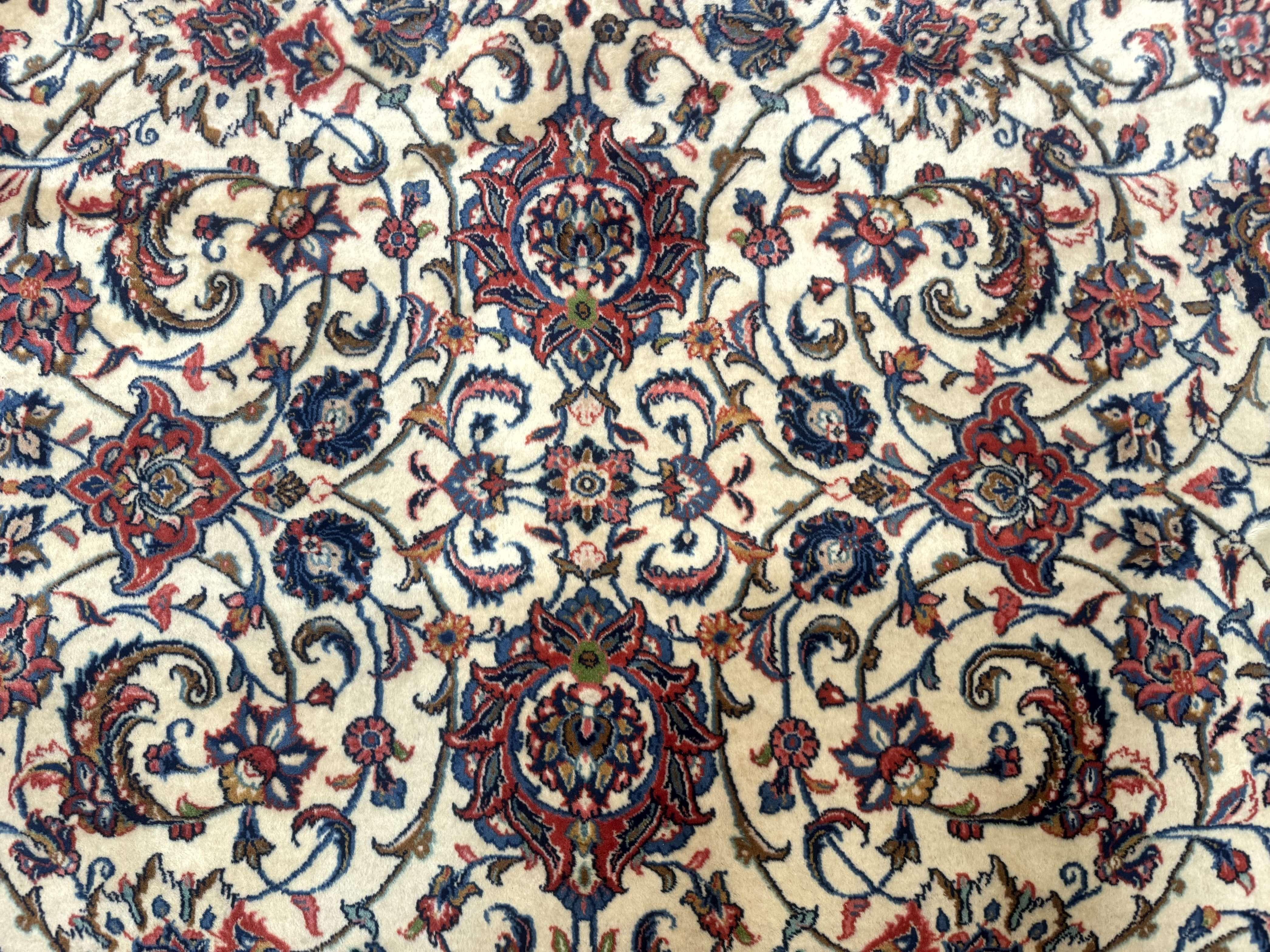 Ivory Persian Sarouk Rug 13x20, Palace Size Carpet, 225 KPSI, Traditional Wool Handmade Vintage Extra Large Rug 13 x 20 ft, Allover Pattern, - Jewel Rugs