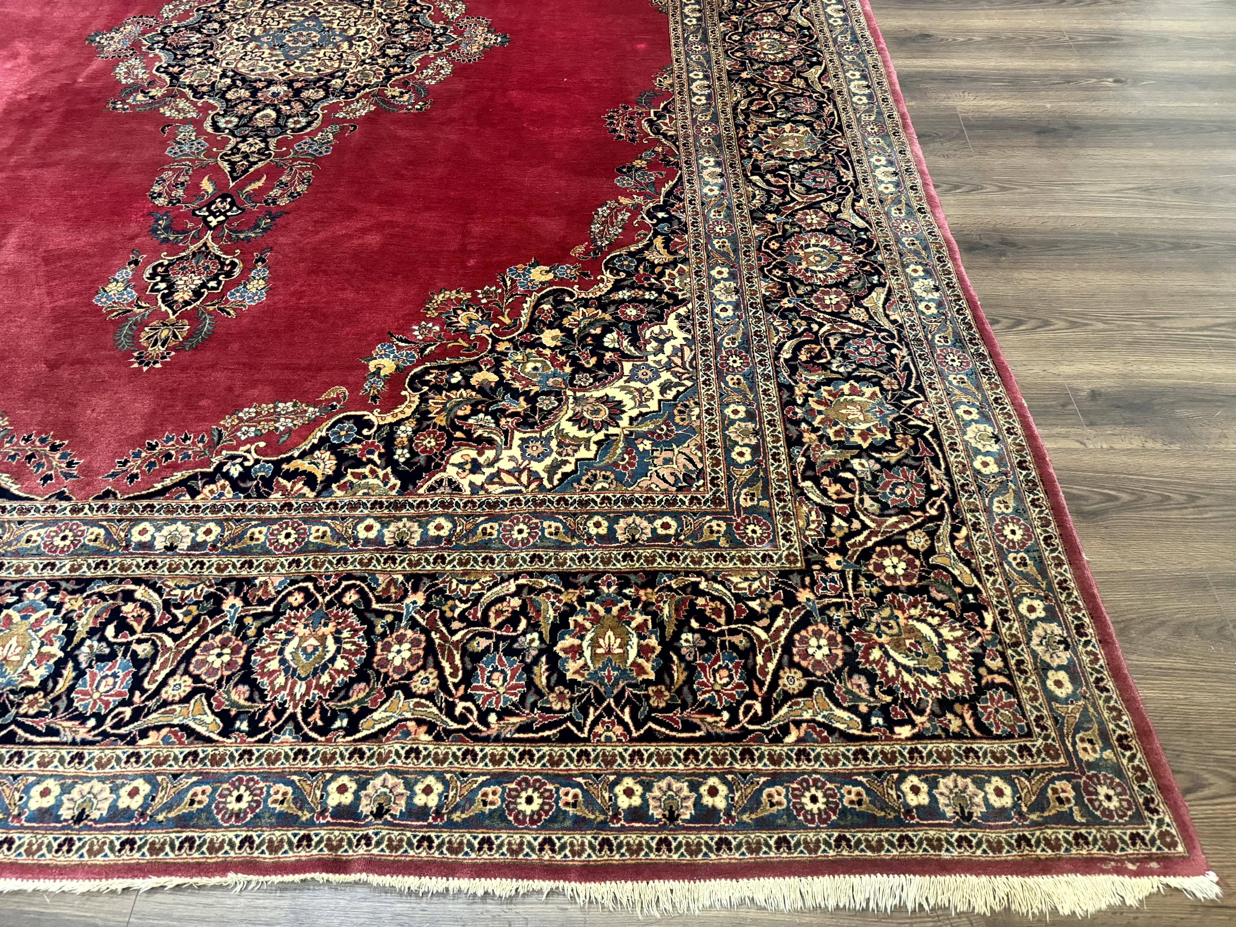 Persian Kashan Rug 9x12, Traditional, Semi Open Field, Red, Signed By Master Weaver, Antique Rug - Jewel Rugs