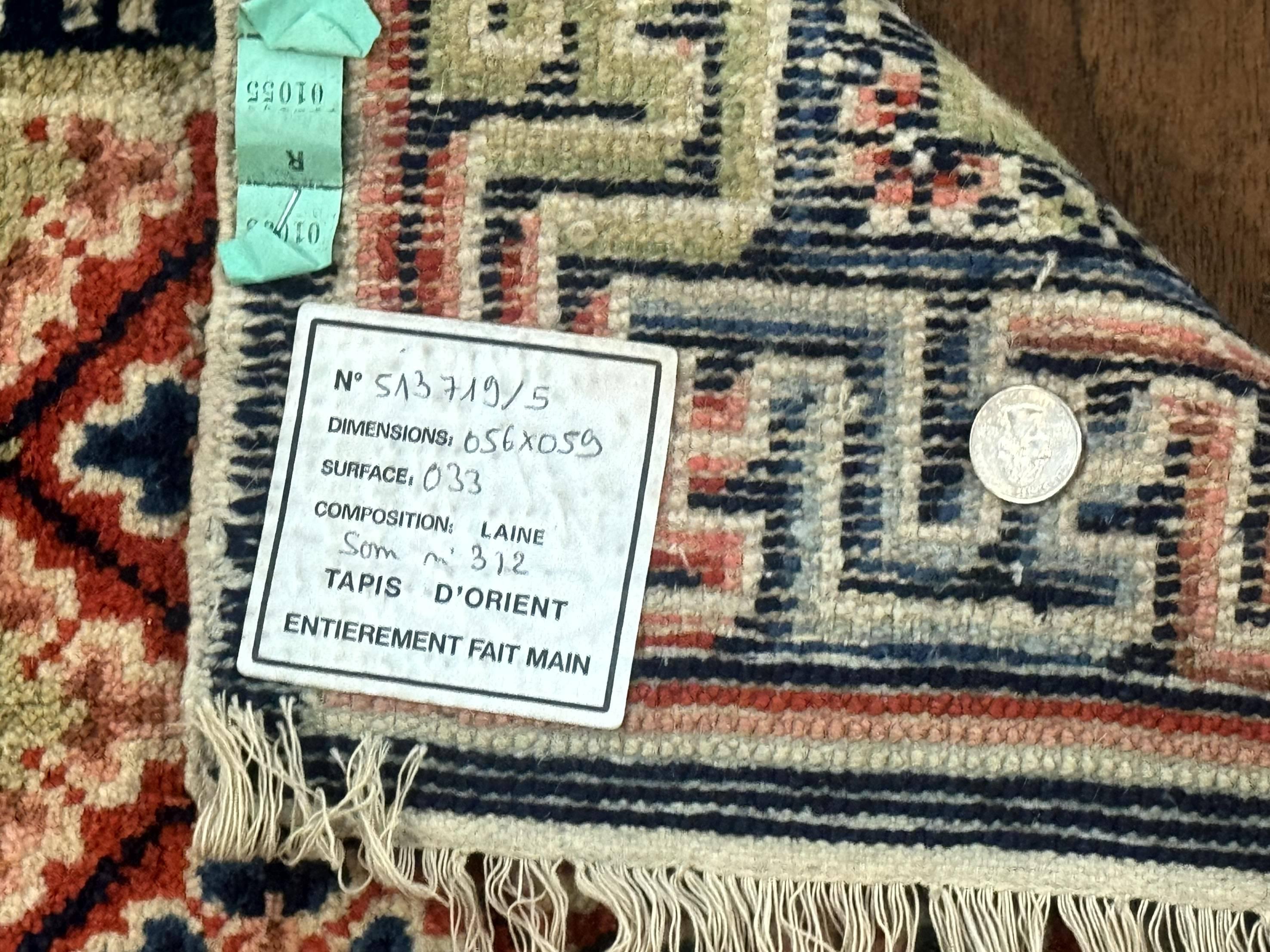 Small Antique Chinese Rug 2x2, Red Blue Square Rug Mat, Handmade, Tibetan Rug - Jewel Rugs