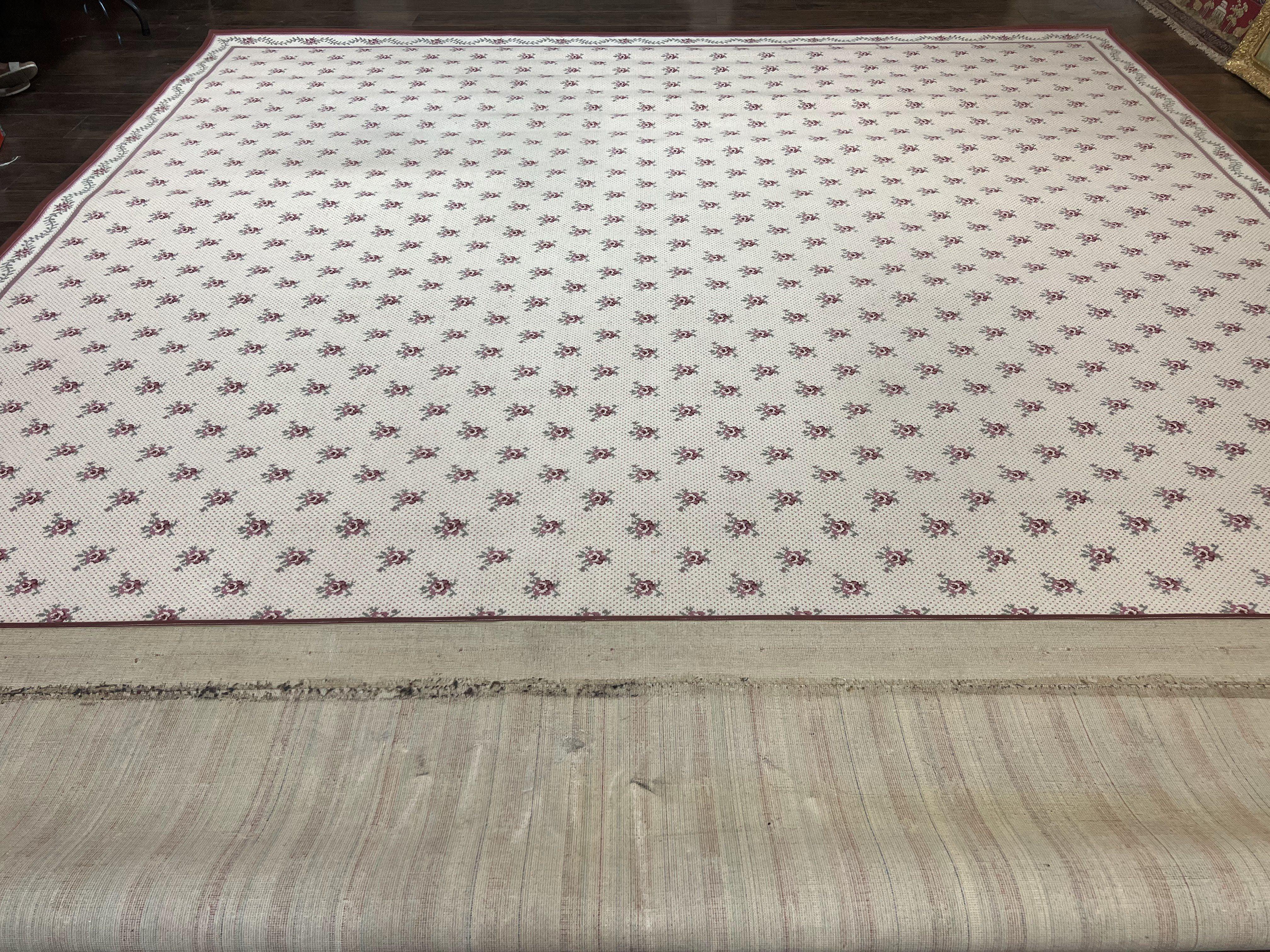 Stark Rug 12x14, Vintage Stark Carpet 12 x 14, Large Palace Size Rug, Beige, Repeated Floral Motif - Jewel Rugs