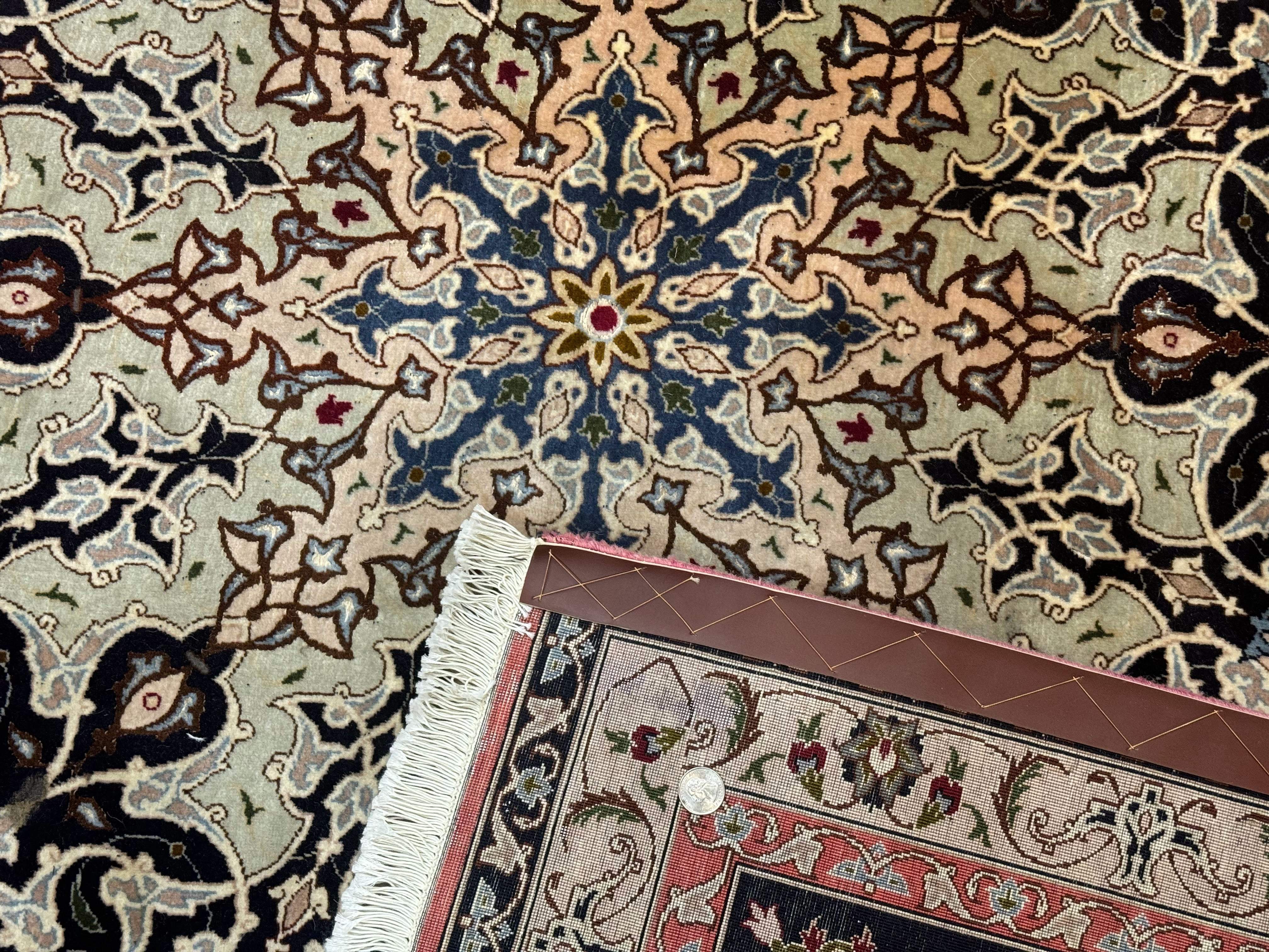 Persian Tabriz Rug 10x13, Floral Medallion, Salmon and Ivory, Hand-Knotted, 330 KPSI - Jewel Rugs