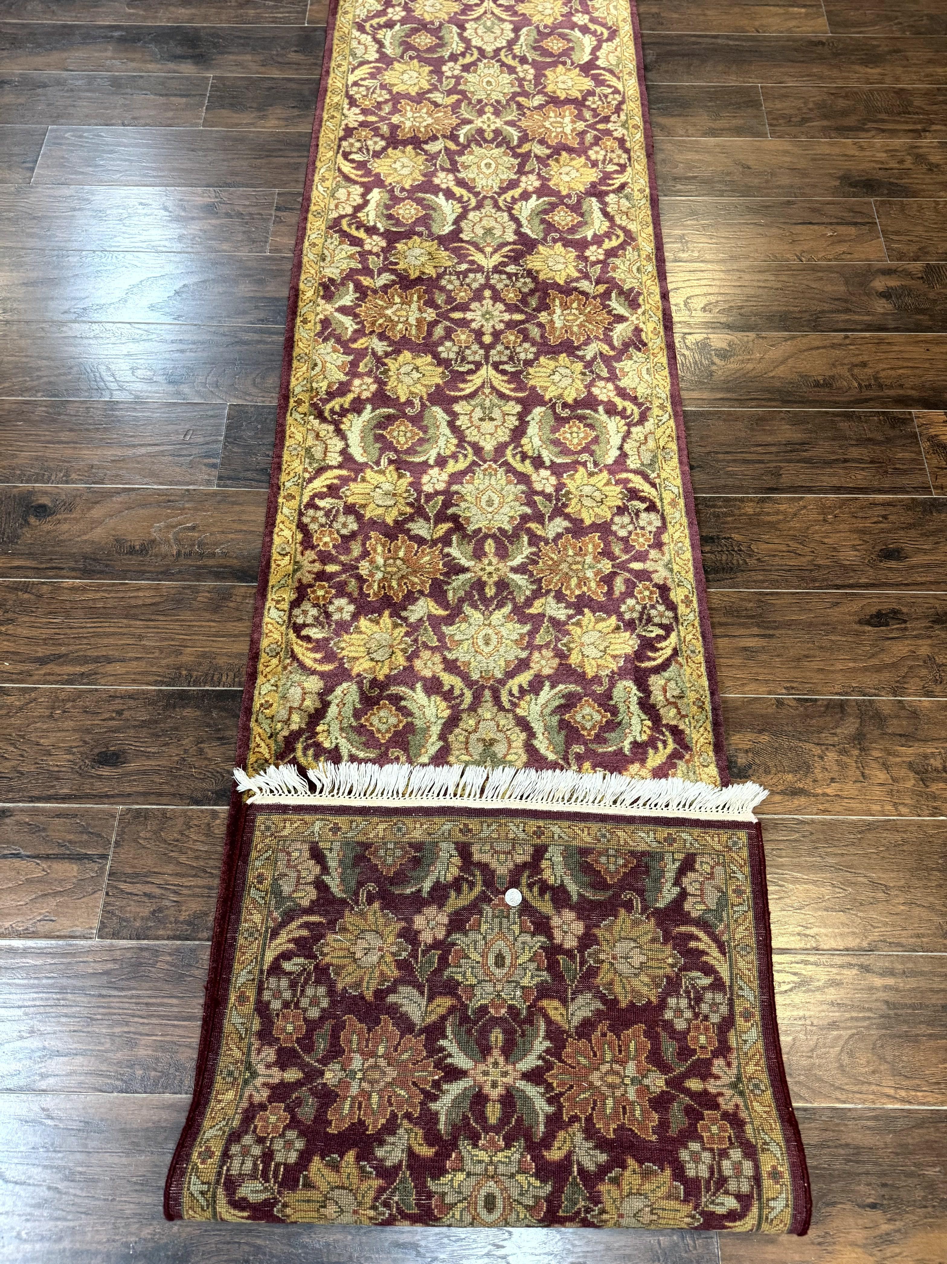 Indian Agra Runner Rug 2.6 x 17.5, Long Runner Rug for Hallway, Floral Handmade - Jewel Rugs