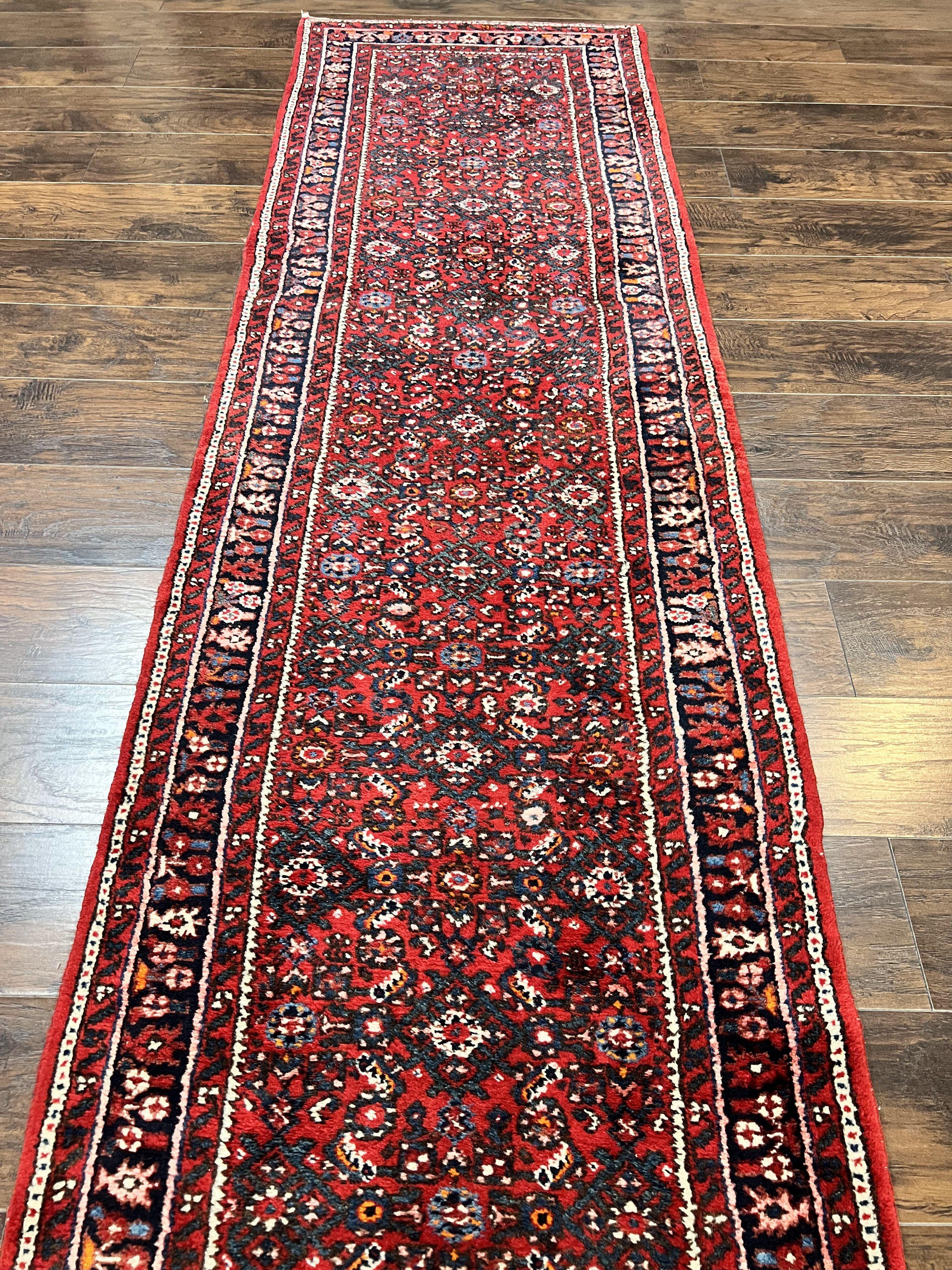 Long Persian Runner Rug 2.9 x 17, Red Handmade Wool Rug for Hallway, Antique Persian Carpet, 17ft Runner, Persian Hamadan Dargazine Rug - Jewel Rugs