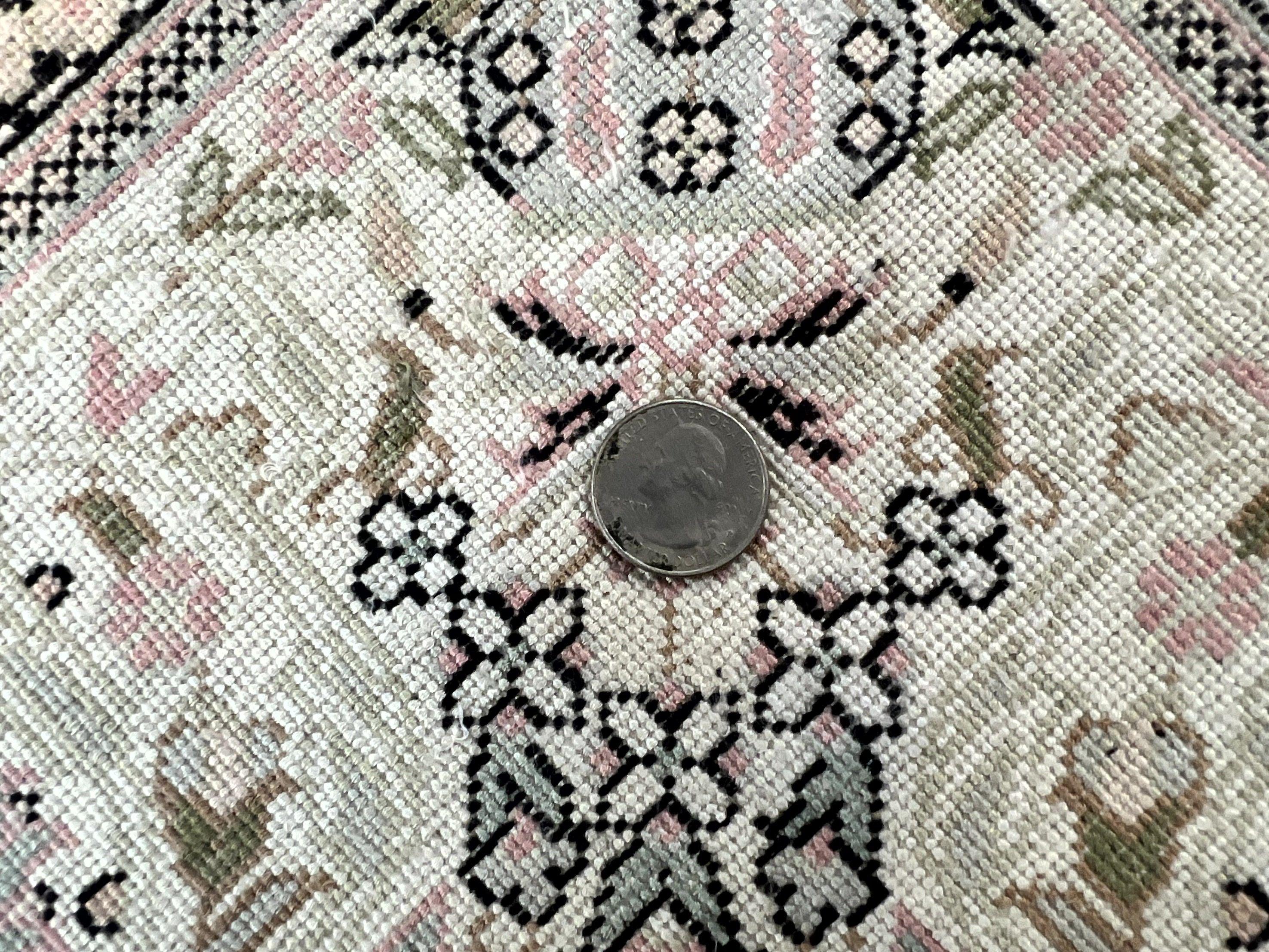 Silk Indian Kashmiri Rug 4x6, Handmade Vintage Silk Carpet, Ivory and Multicolor, Detailed Fine 240 KPSI - Jewel Rugs