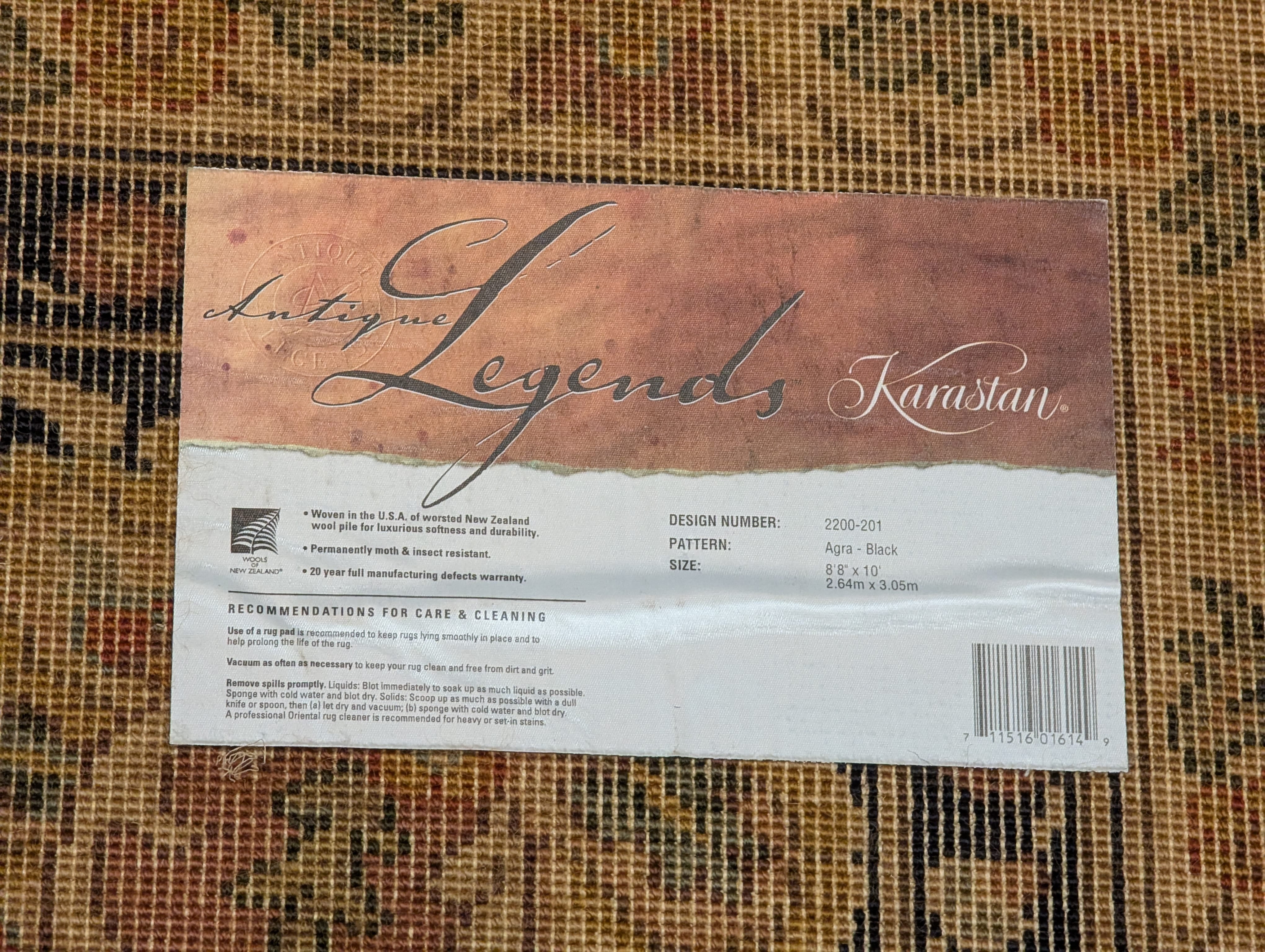 Karastan Rug 8.8 x 10 Antique Legends Agra Black Wool Carpet - Jewel Rugs