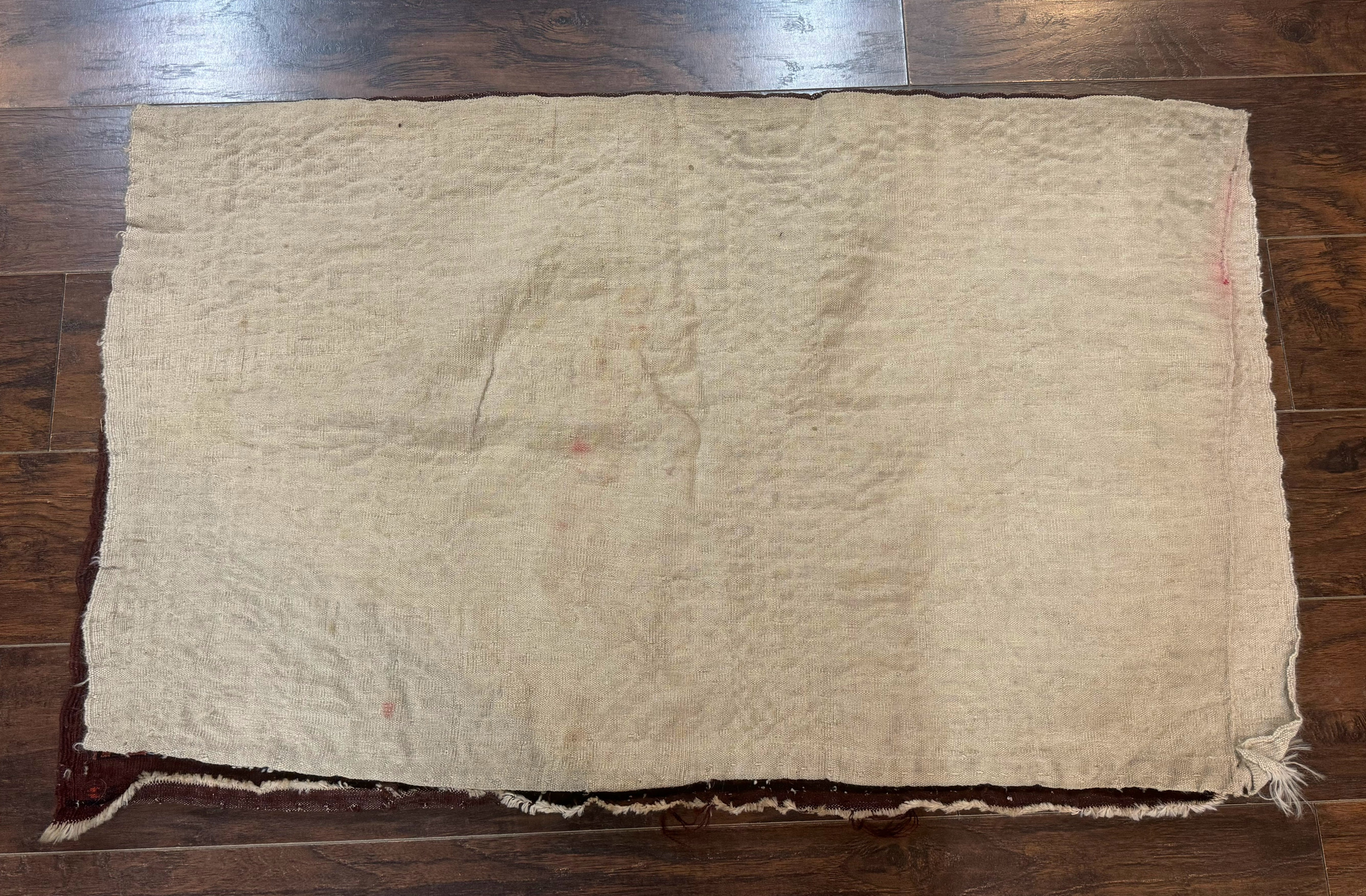 Persian Turkoman Yamud Cushion Cover Rug 3x4 – Burgundy and Ivory, Hand-Knotted Wool Antique - Jewel Rugs