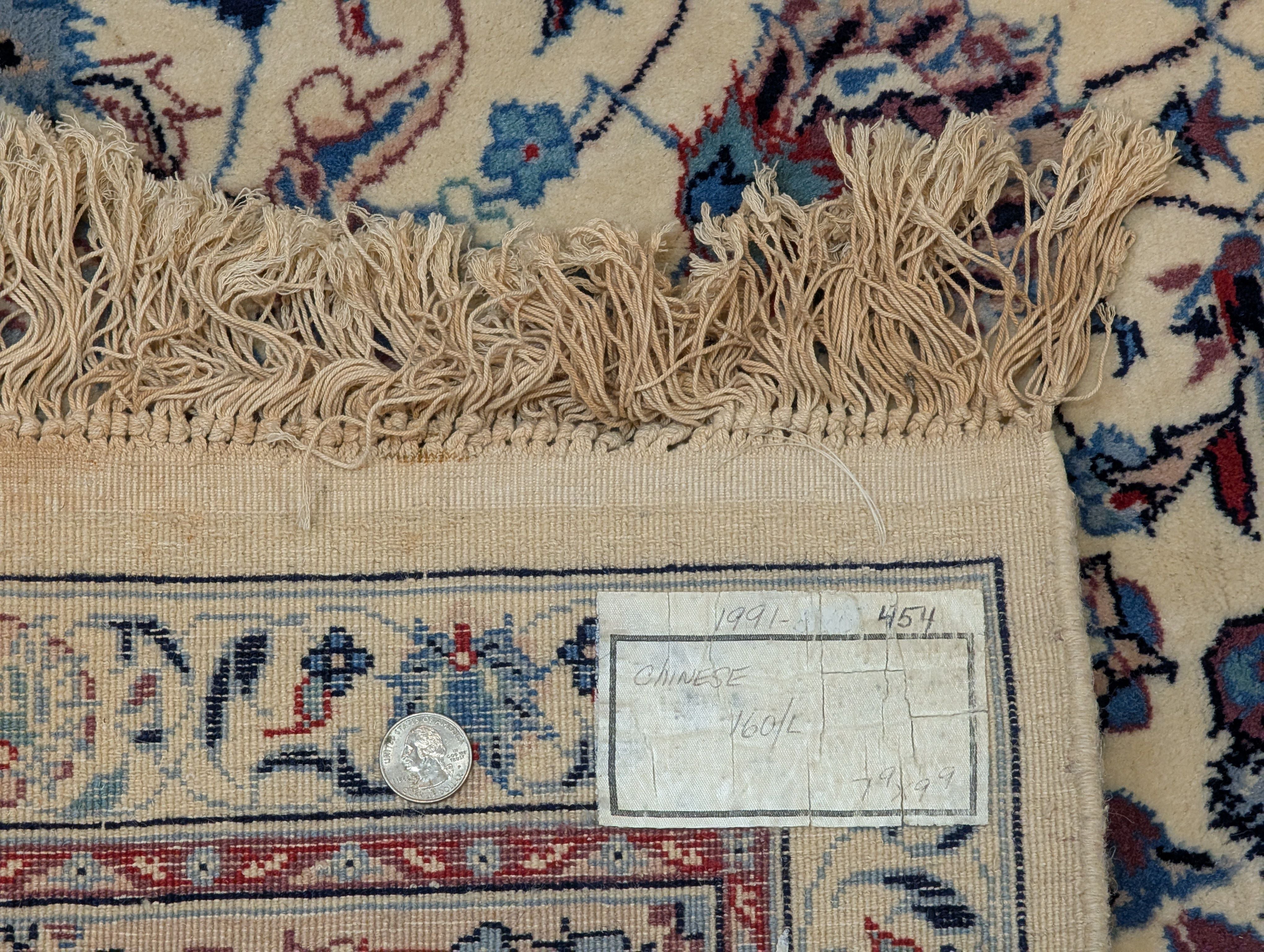 Sino Persian Rug 8x10, Ivory and Blue, Fine Hand Knotted Traditional Oriental Carpet 210 KPSI - Jewel Rugs