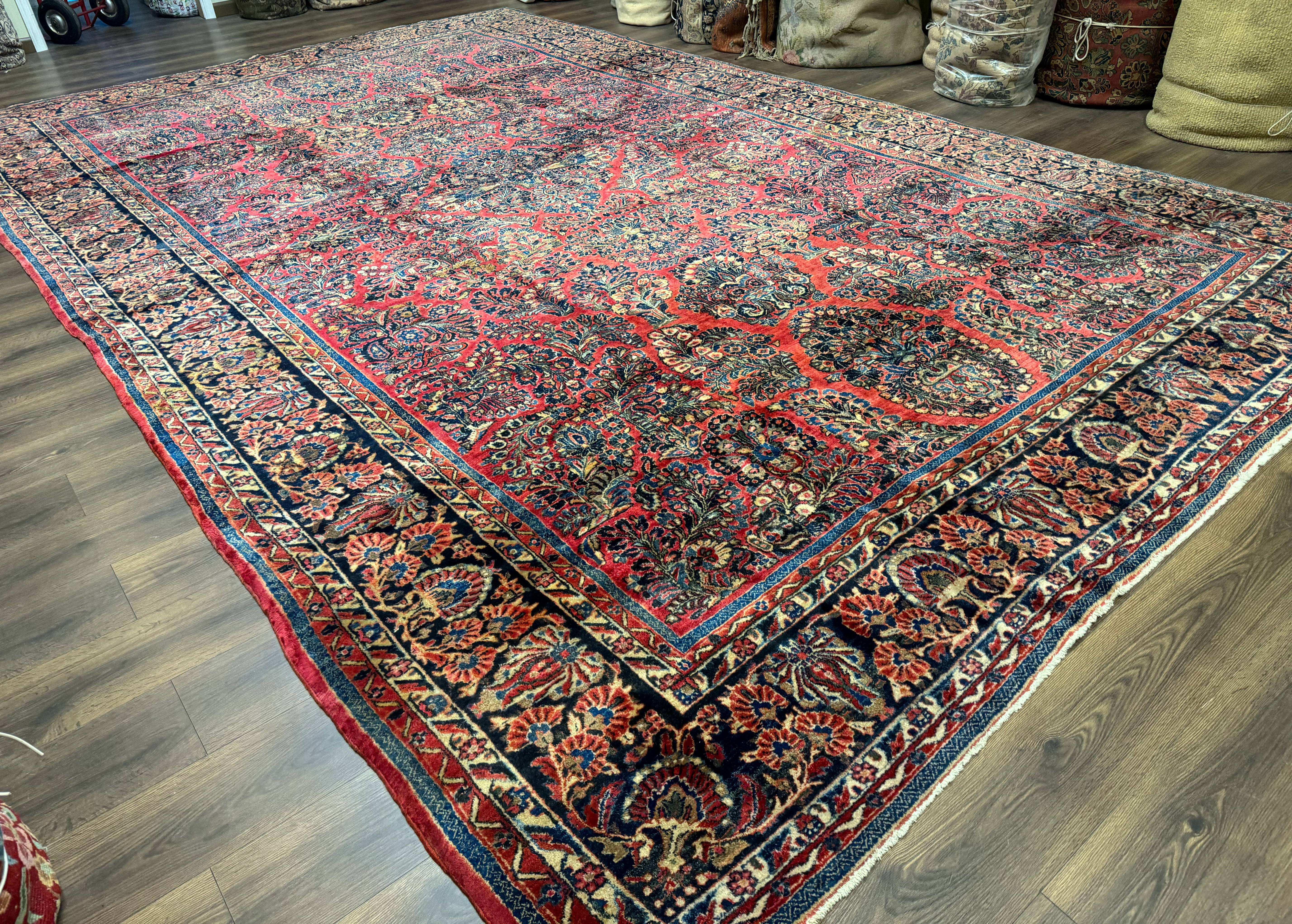 Palace Size Persian Sarouk Rug 10x16, Rare Size, Red, Large Antique Persian Carpet - Jewel Rugs
