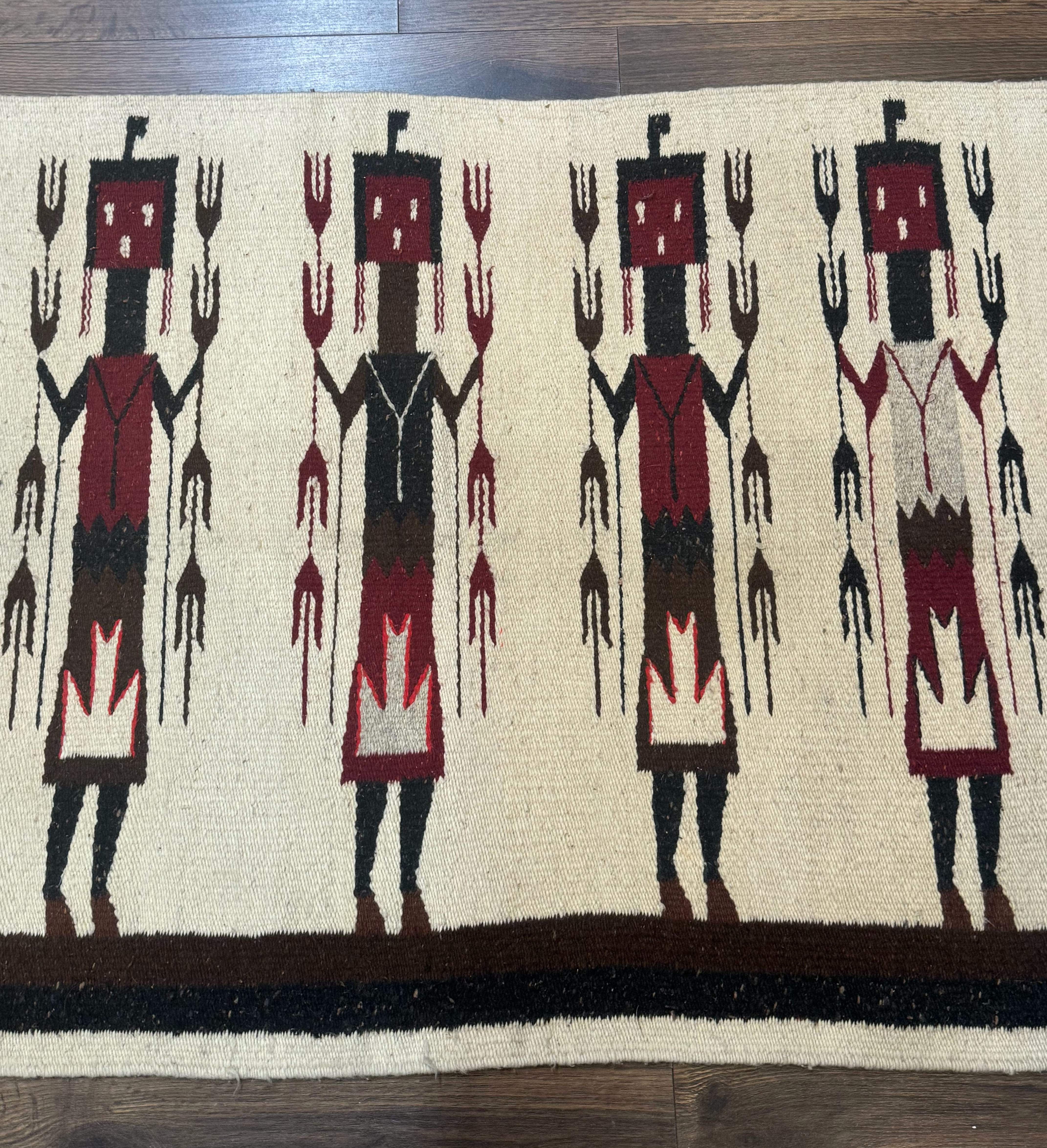 Navajo Rug 2.6 x 5, Human Pictorials, Native American, Wool, Hand Knotted - Jewel Rugs