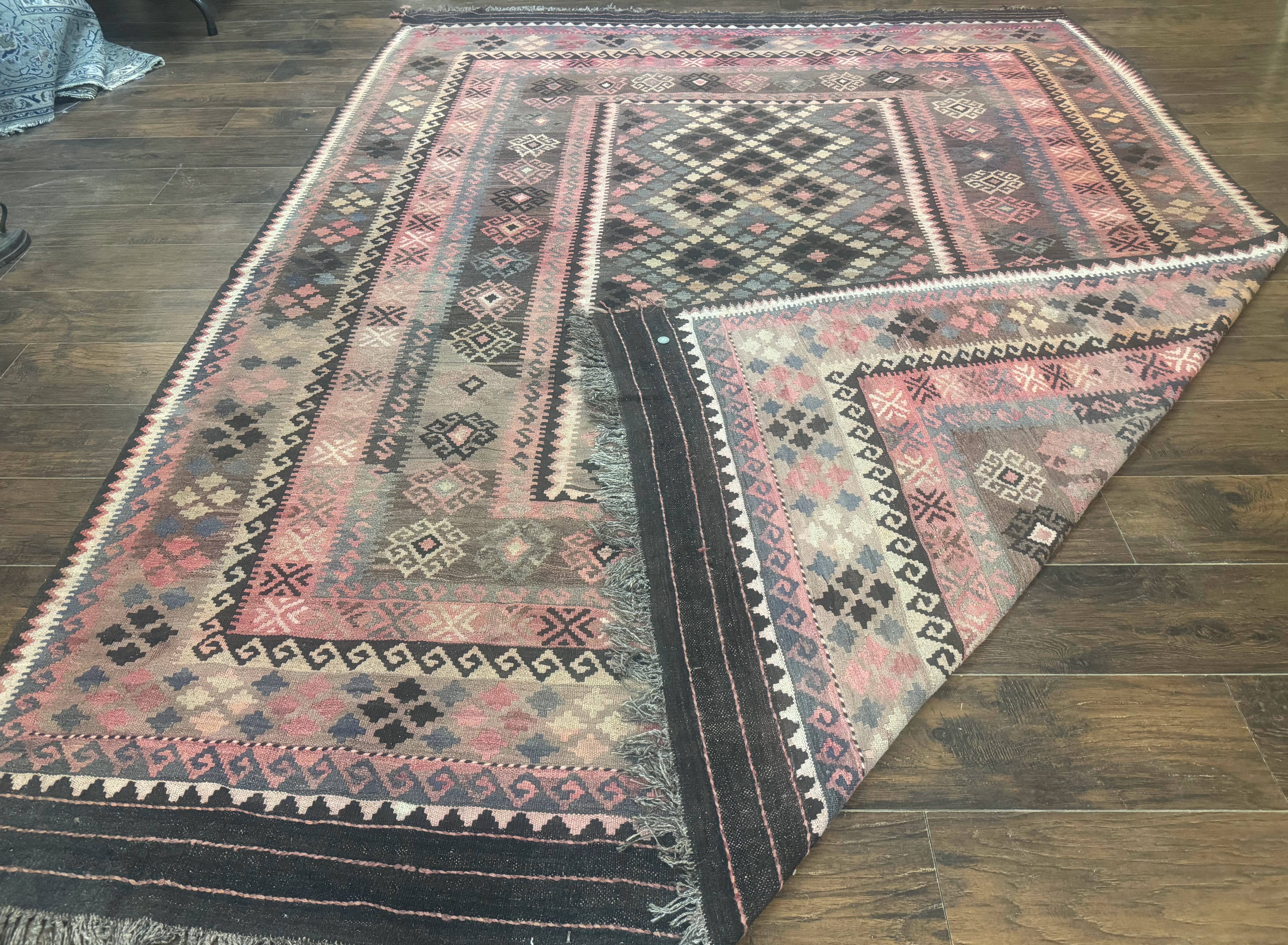 Persian Kurdish Kilim Rug 8x10, Large Flatweave Tribal Bohemian Rug, Vintage Zarand Kilim - Jewel Rugs