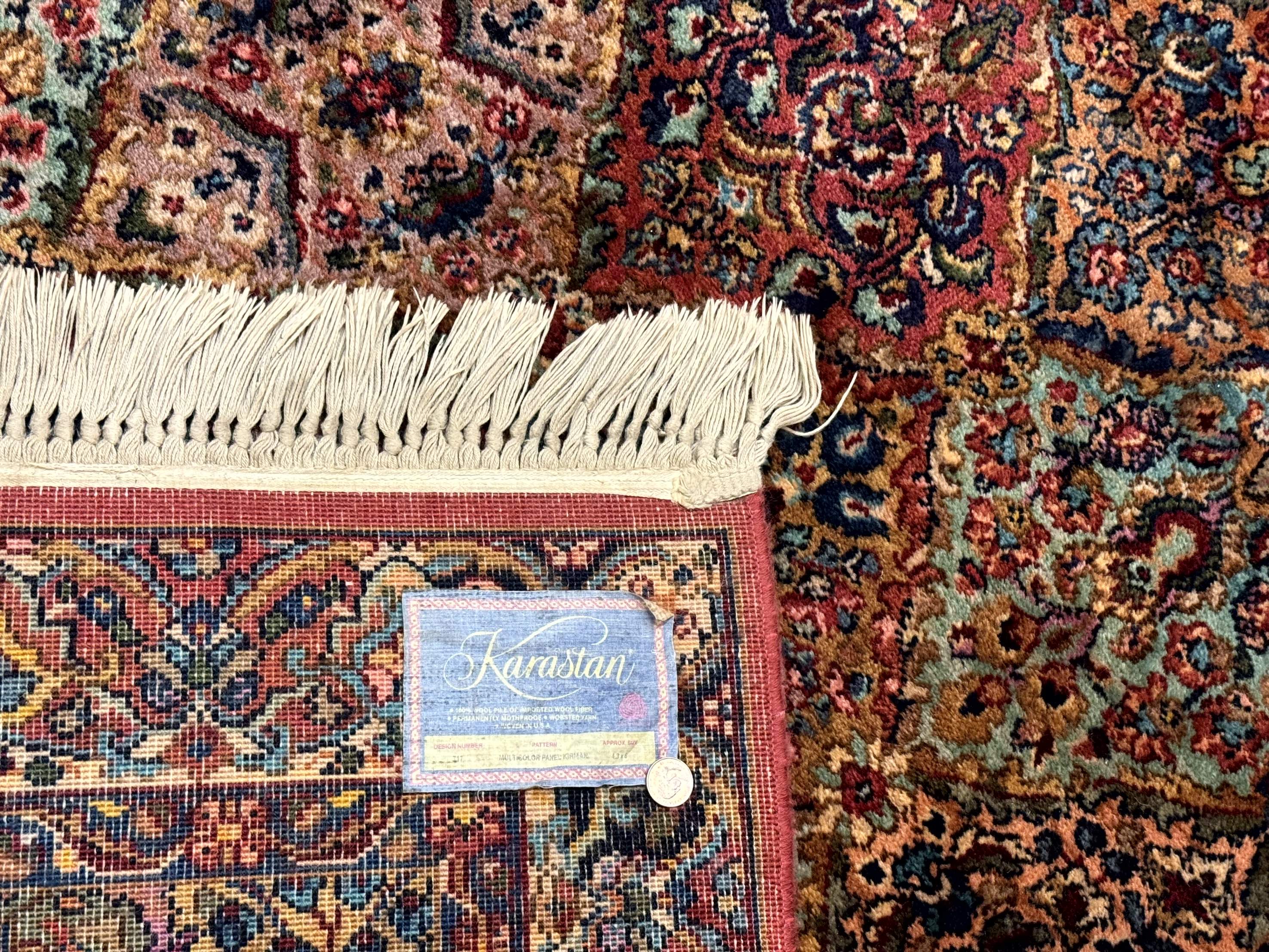 Karastan Rug 4x6, Multicolor Panel Kirman #717, Wool Original 700 Series Vintage - Jewel Rugs