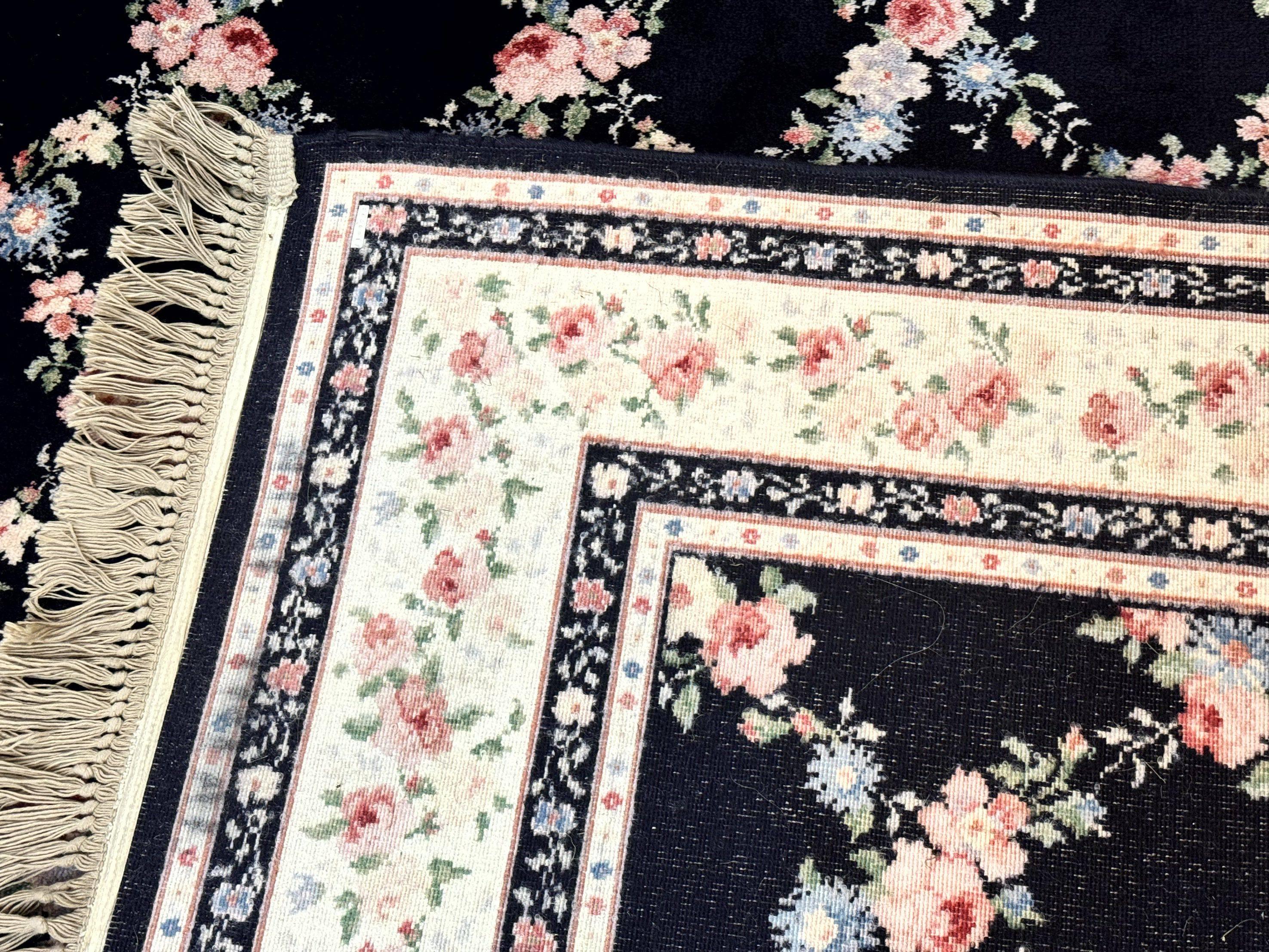 Karastan Rug 8.8 x 12, Garden of Eden #509/1270, Ebony Trellis, Vintage Discontinued Wool Pile Karastan Carpet - Jewel Rugs