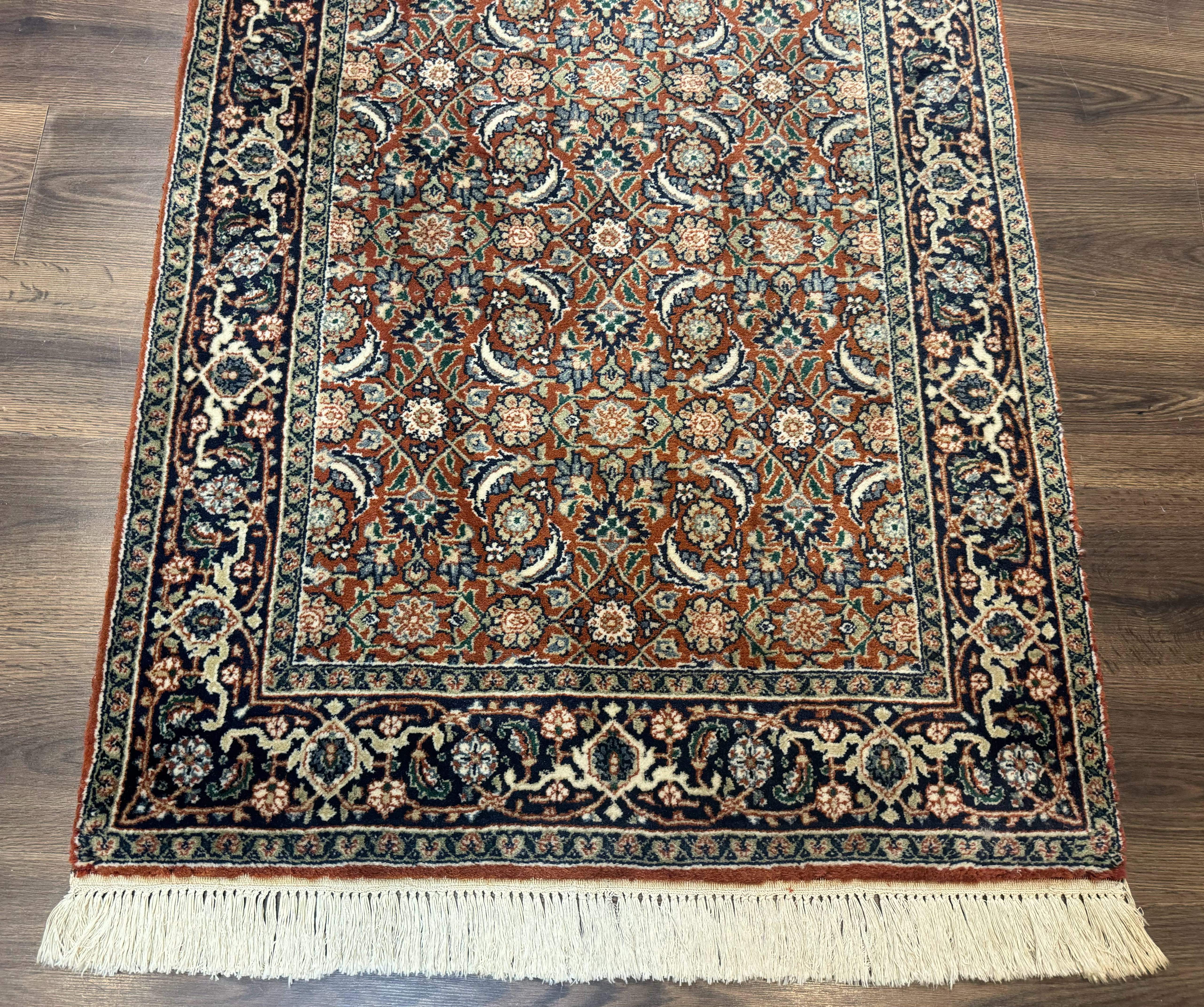 Indo Persian Bijar Rug 3x5, Red and Navy Blue, Allover Pattern, Fine Hand Knotted Wool Carpet - Jewel Rugs