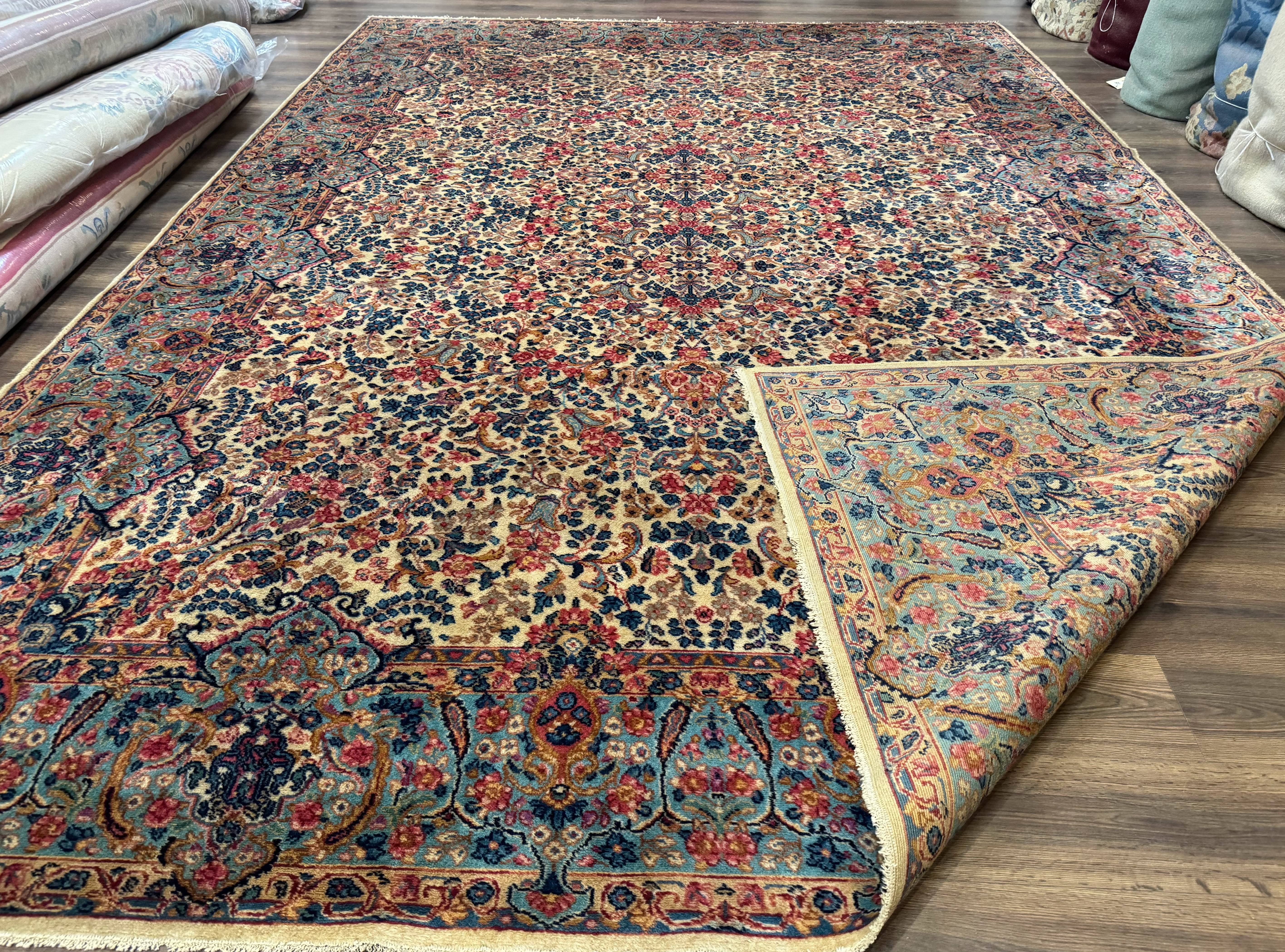 Antique Karastan Floral Kirman Rug 10x14, Wool Discontinued Karastan Carpet - Jewel Rugs